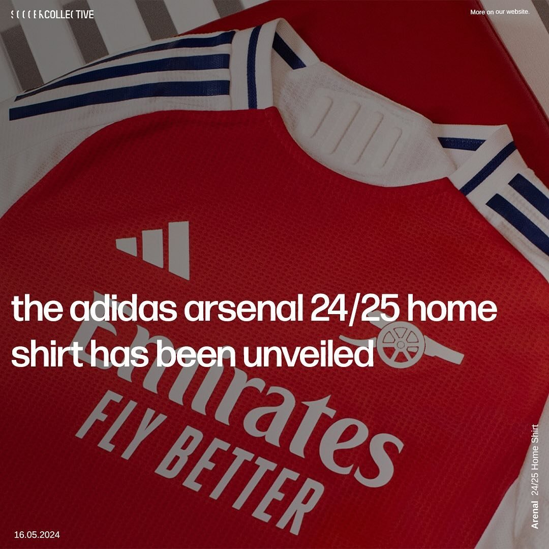 adidas have revealed the new @arsenal home kit for the 2024/25 season, with the club&rsquo;s iconic cannon crest at the heart of a minimalist design that brings a navy-blue addition to The Gunners&rsquo; traditional colours. Previously seen on Arsena
