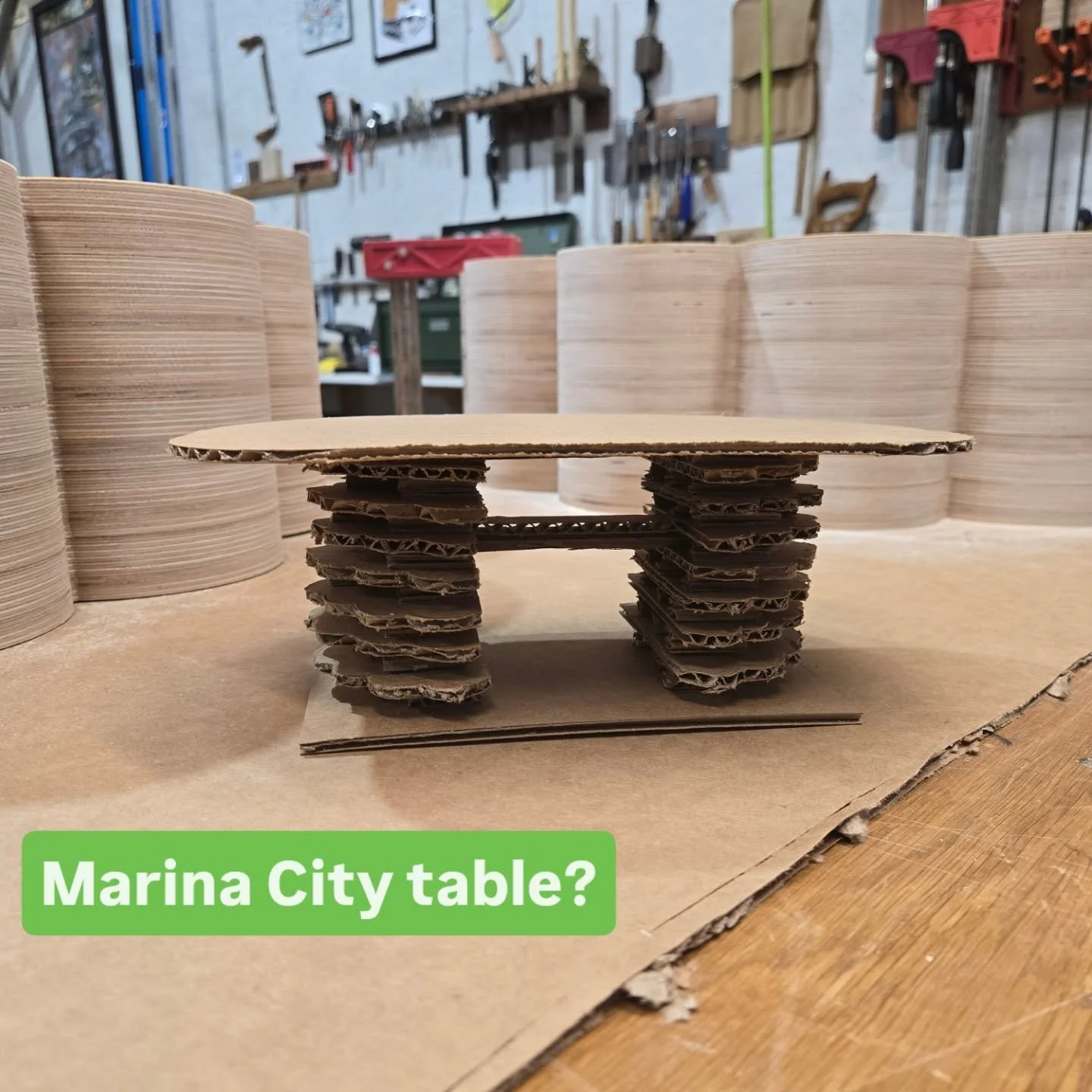 Pretty excited to start sharing this table we've been working on. Always starts with a cardboard model....