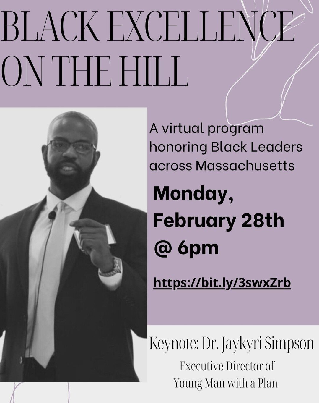 EVENT ANNOUCEMENT! Please join us virtually this coming Monday @ 6:00pm EST for the MBLLC's premier Black History Month event-- Black Excellence on the Hill!

Type the link located on the flyer in your browser to RSVP! Let us know in the comments if 