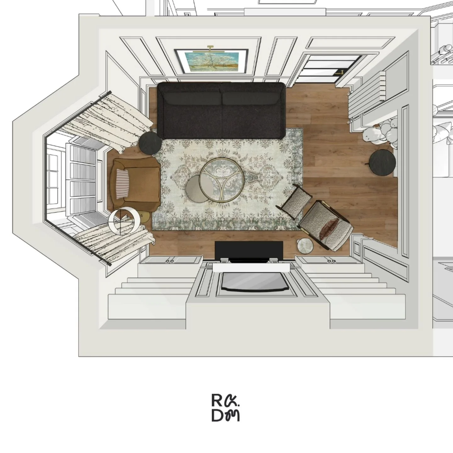 A recently completed design concept for a project in Balham for a living and snug room interior refresh. Super excited to see these sketchy visuals bought to life!

This client opted for a Hybrid Design approach including a site survey, design concep