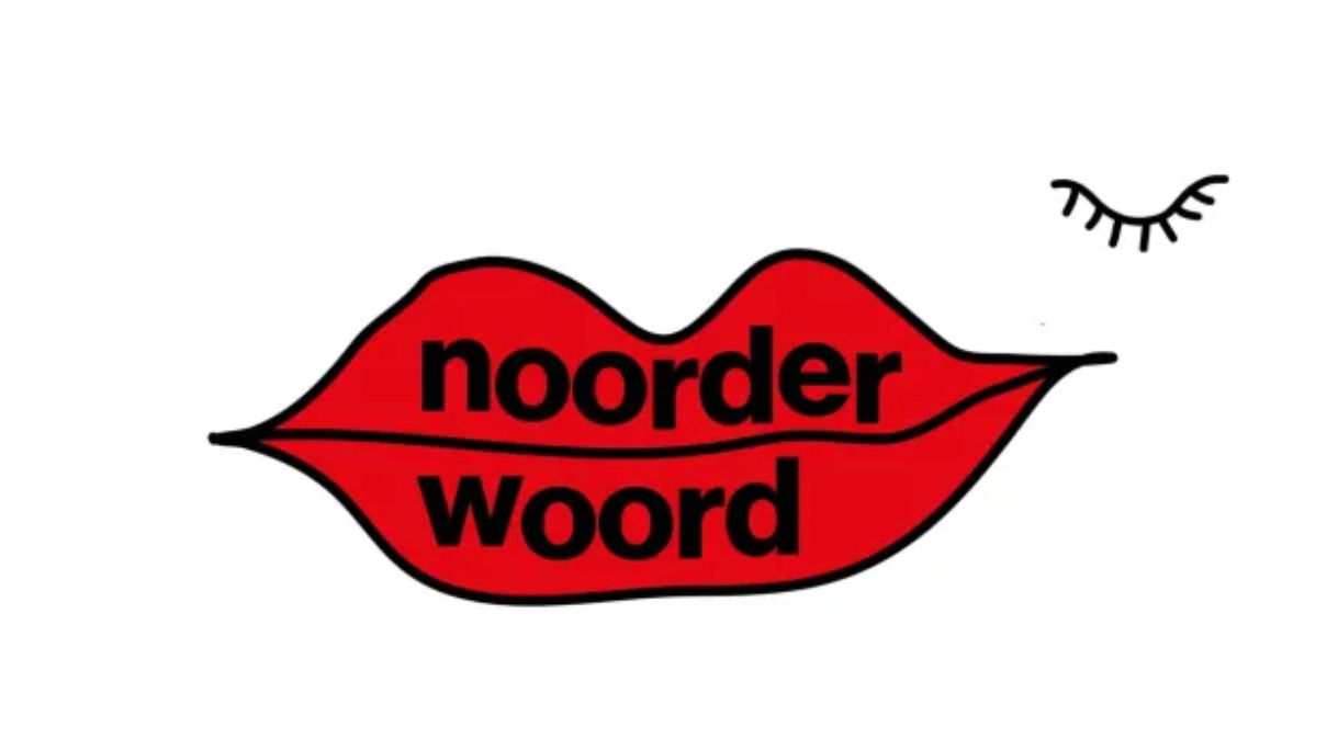 Red lips with the word 'Noorderwoord'.