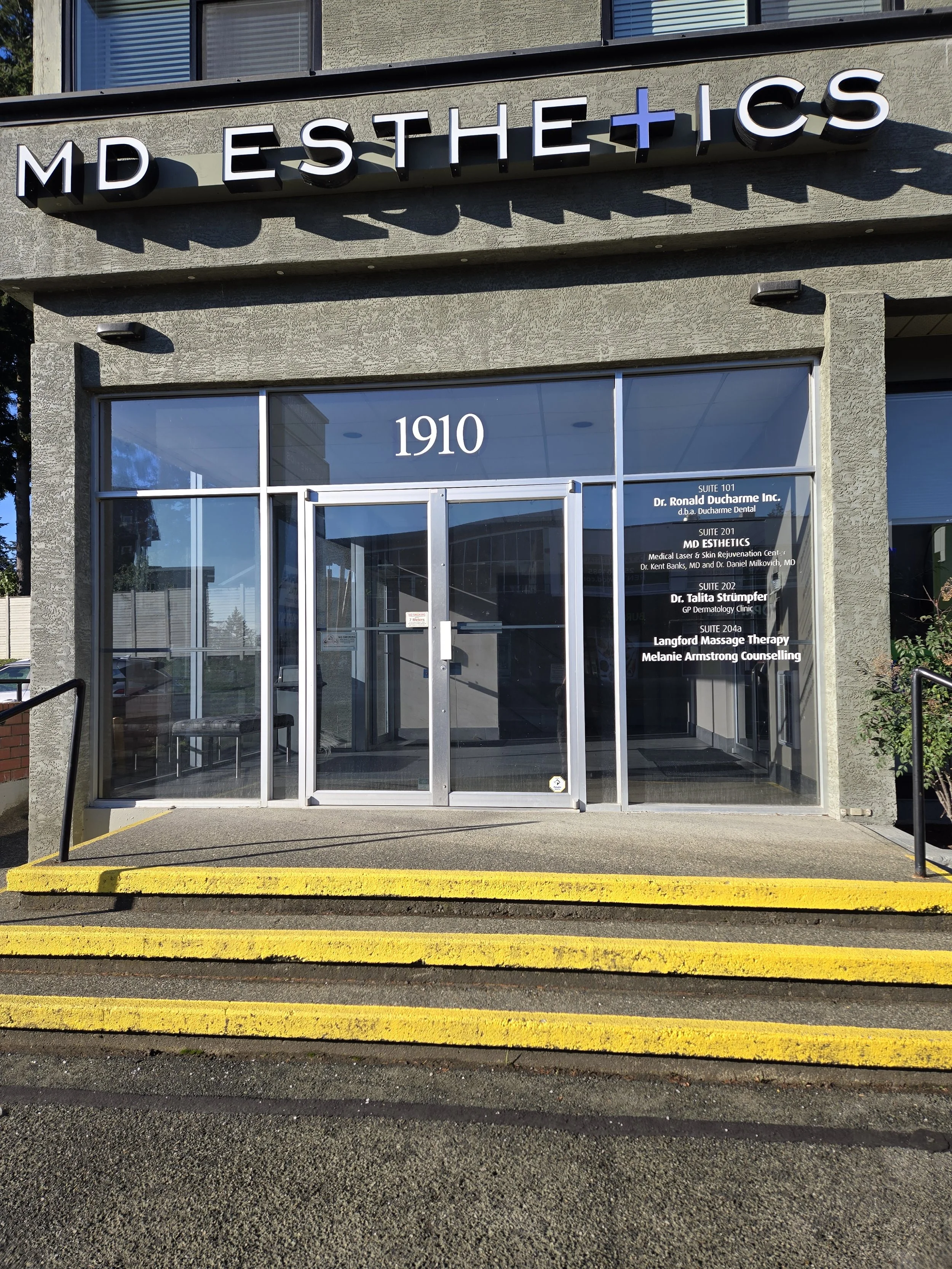 The front door of my office building at 1910 Sooke Road in Colwood BC.