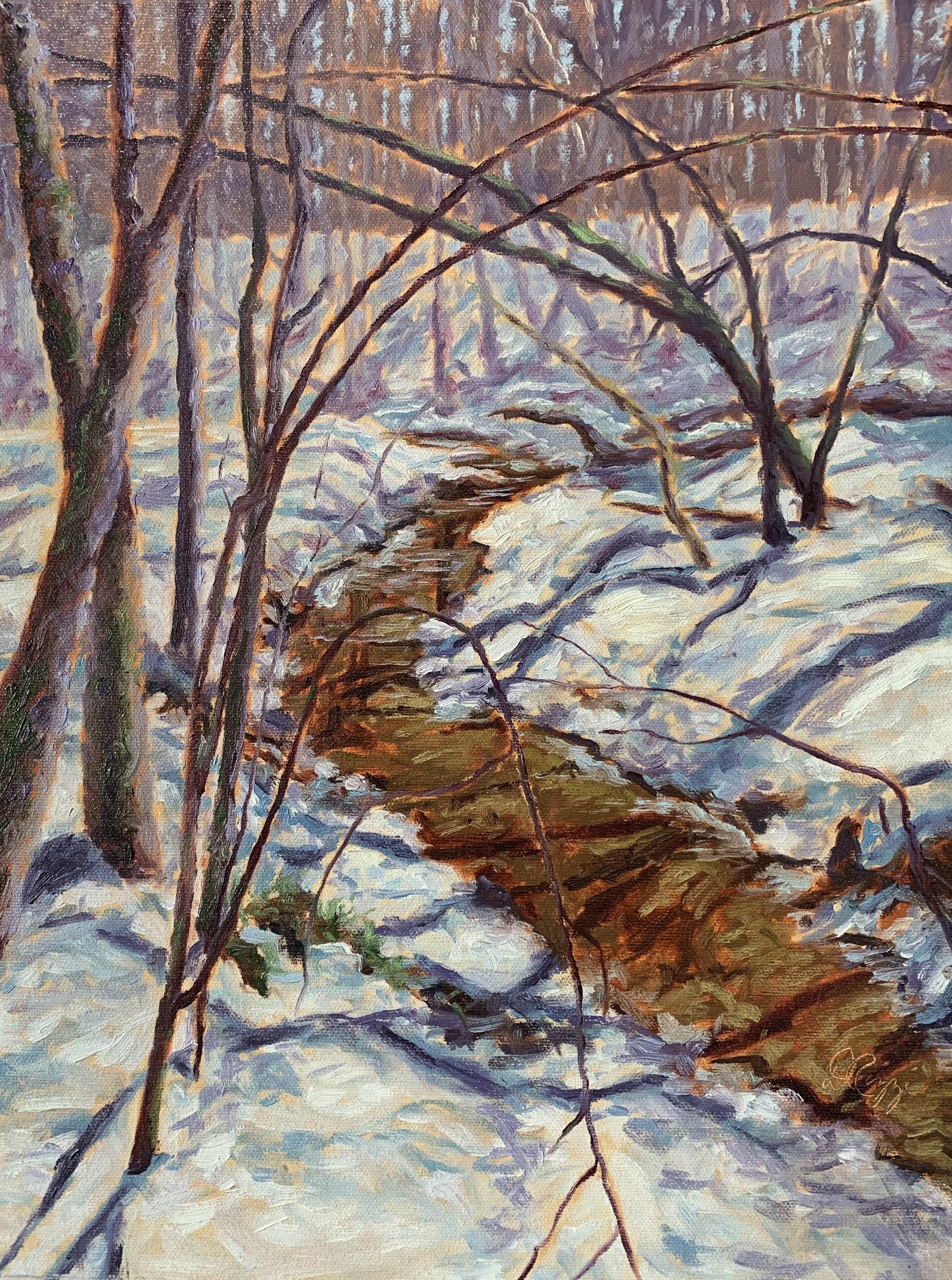 Snow on the Creek, Menomonie 16x12.jpg