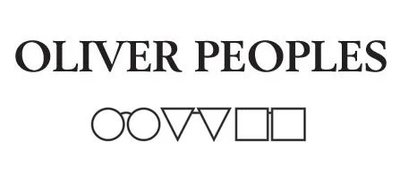 The text 'OLIVER PEOPLES' and a series of geometric symbols below it.