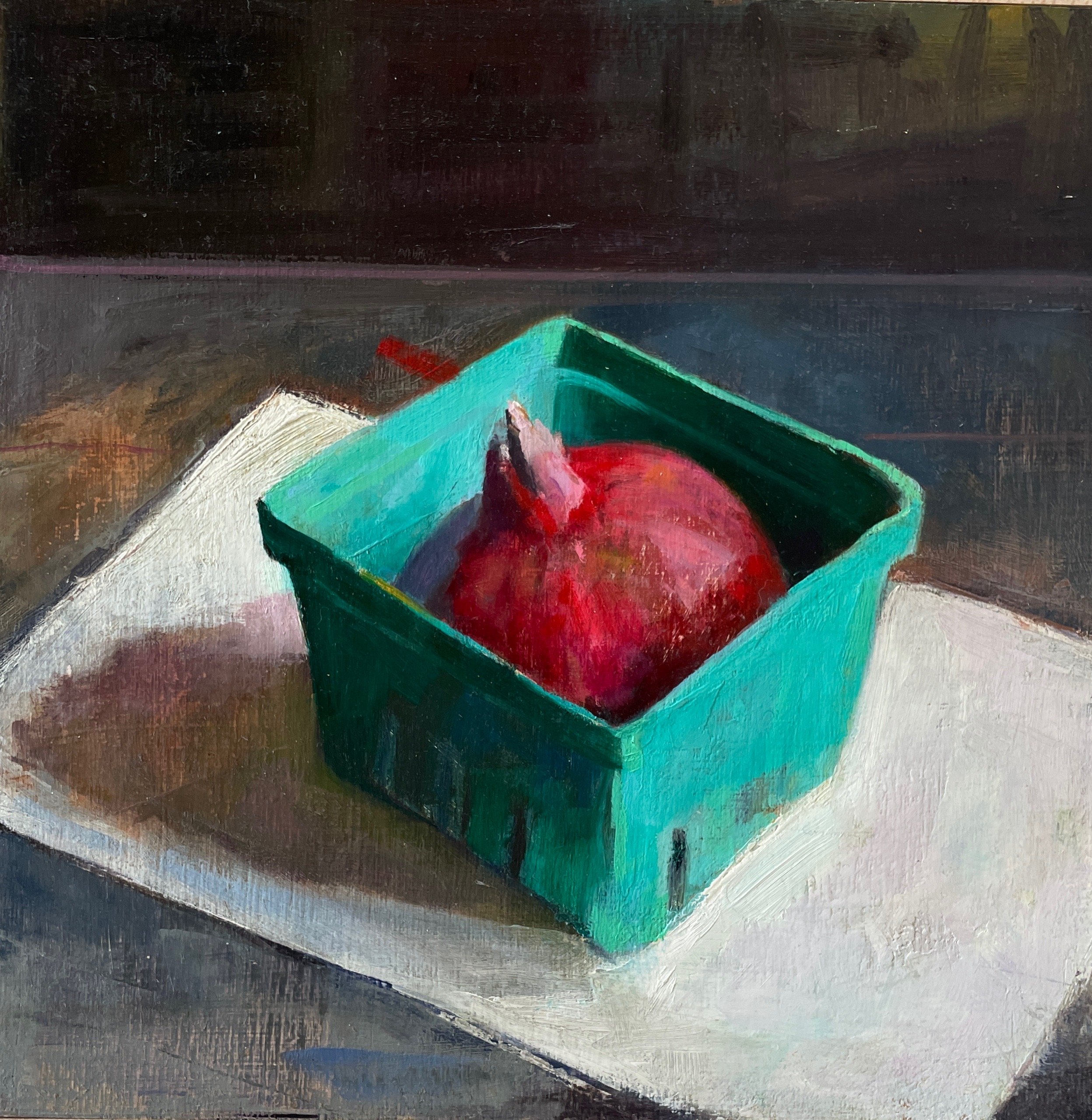  pomegranate  oil on board  10” x 10” 