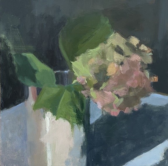  hydrangea  oil on board  8” x 8” 