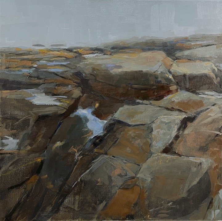  fog rocks  oil on canvas  18 x 18 