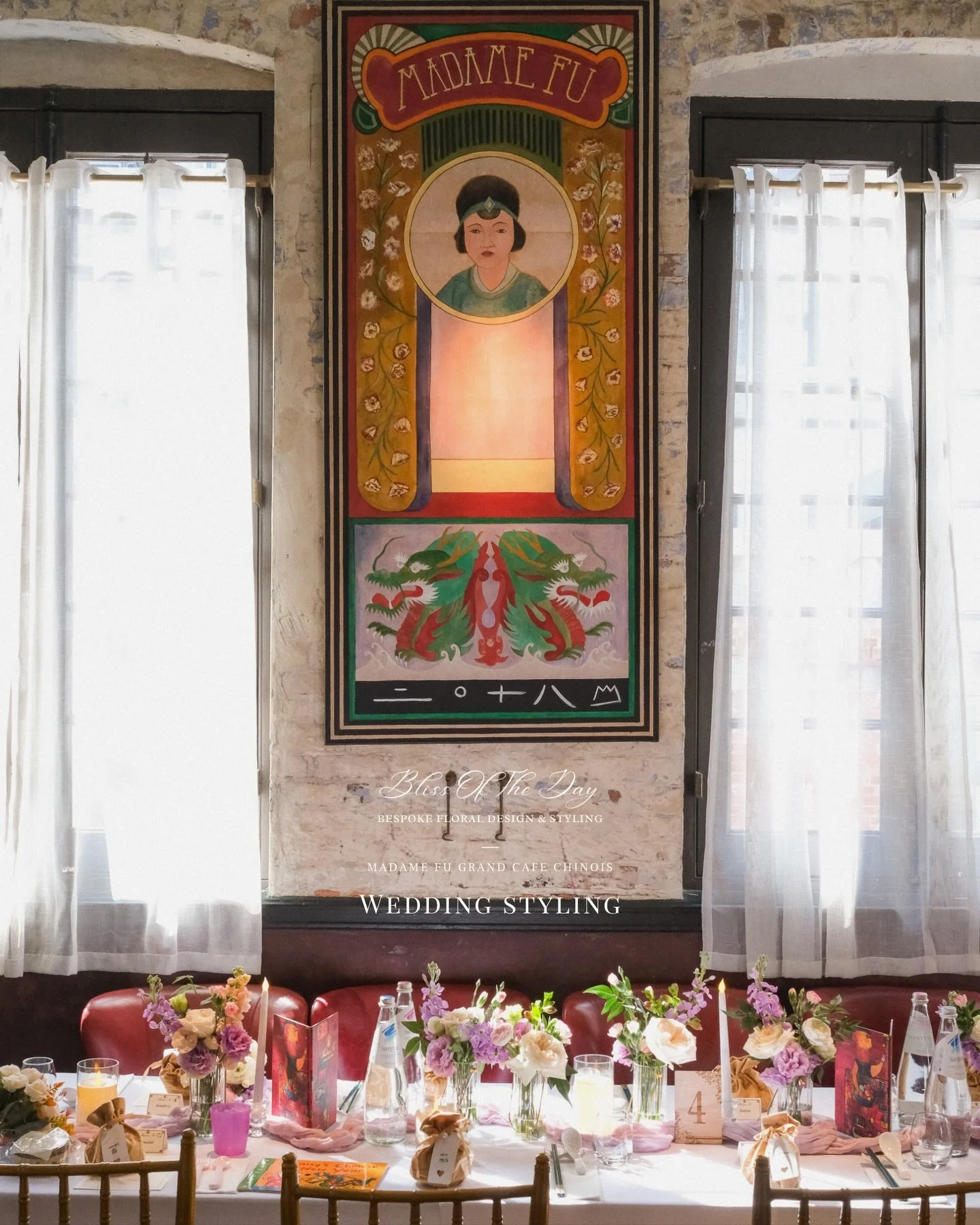 Highlights from Jen&rsquo;s wedding lunch at Madame Fu Grand Cafe Chinois @madamefugrandcafe 

&middot;
Bliss Of The Day @blissoftheday
Modern Vintage Floral Atelier 𓆸 est. 2021

#hkwedding #weddingflorals #hkflorist #weddingdecoration #hkweddingdec