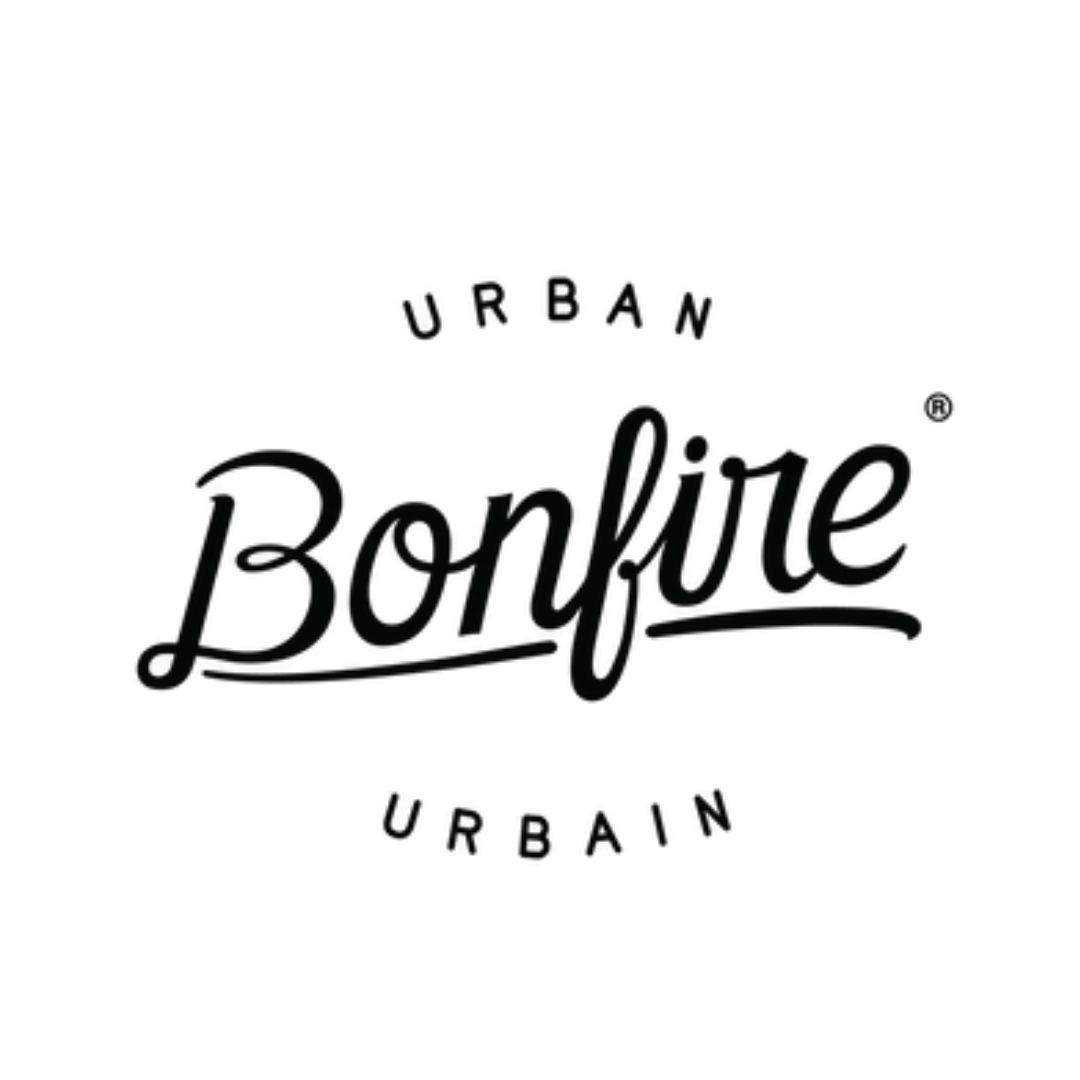 Urban Bonfire logo with geographical coordinates above it and 'Pasadena, NY' below