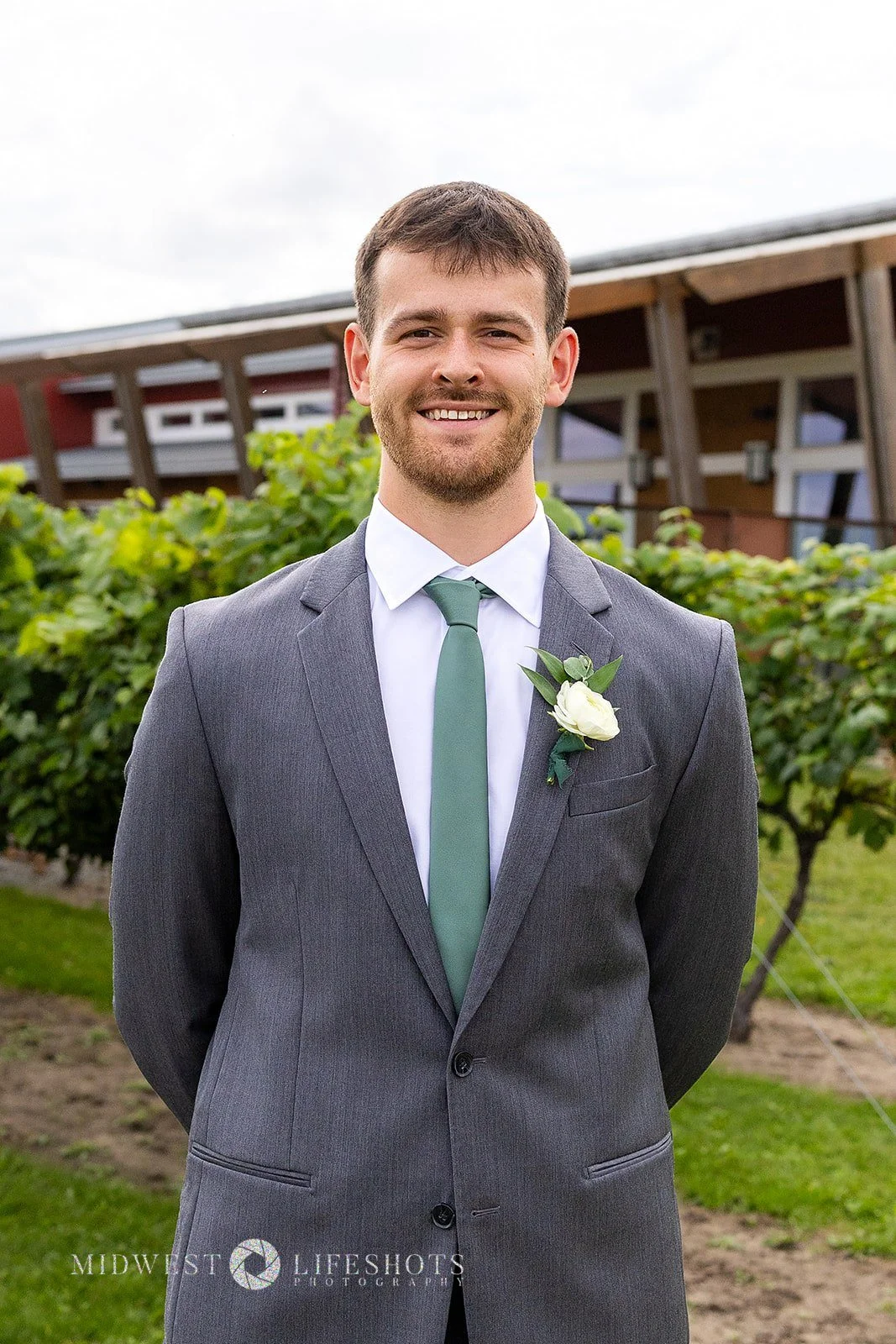 Four Daughters Vineyard & Winery wedding featuring lush creamy whites, soft pinks, and unexpected brown blooms, with romantic wedding florals in Spring Valley, MN.