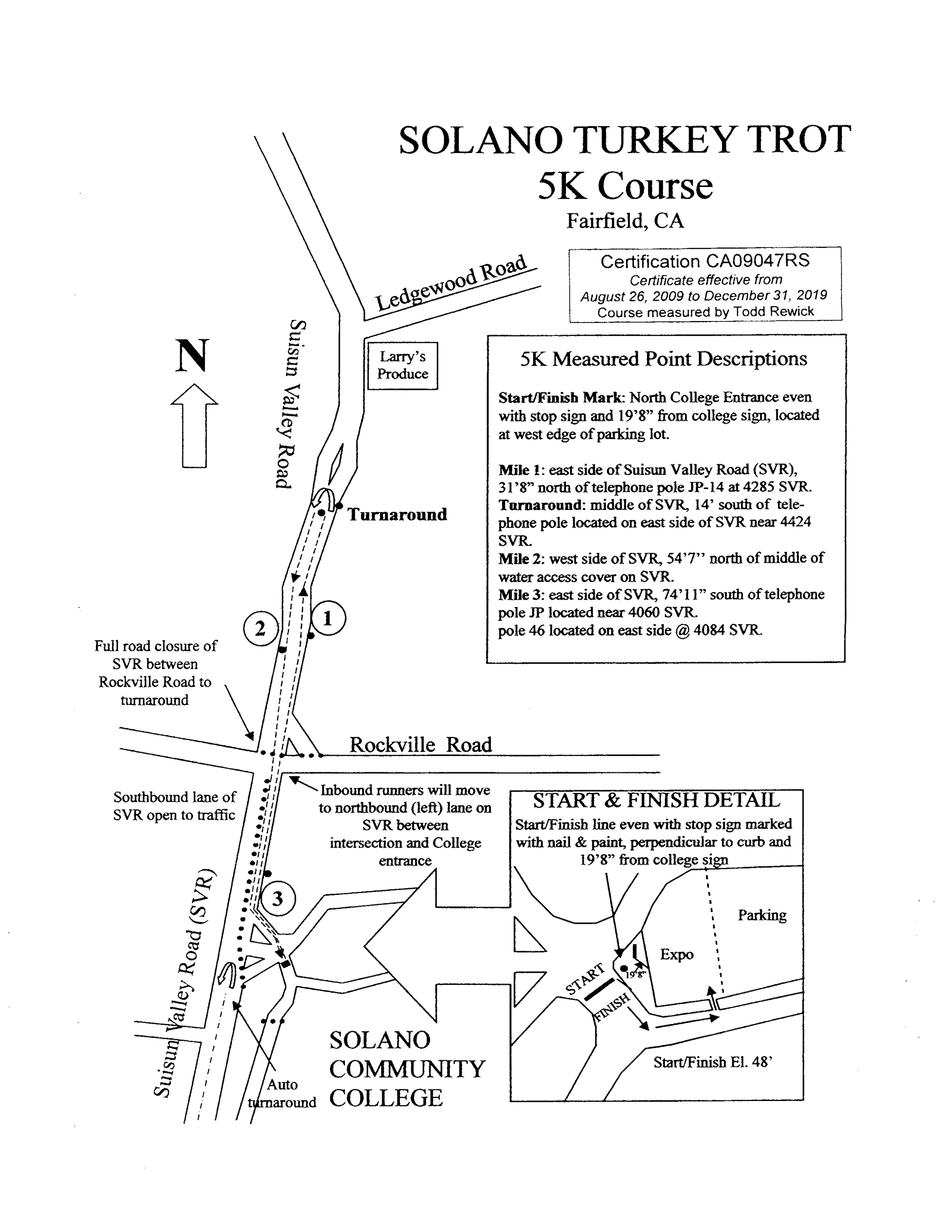 Course Map and Safety — Solano Turkey Trot