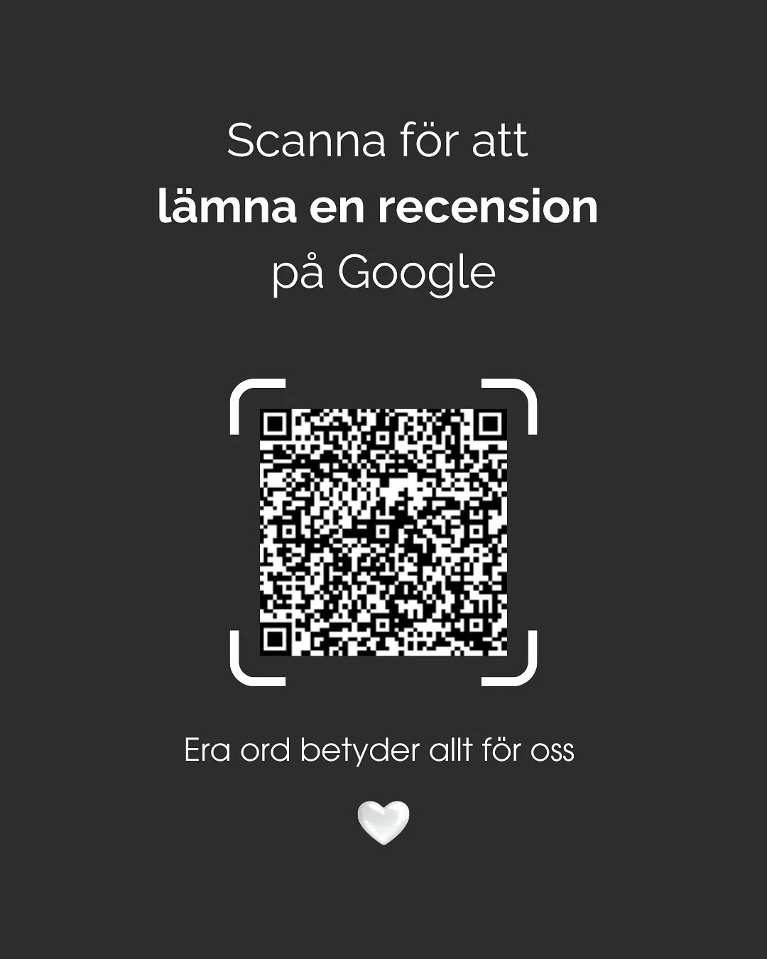 De flesta av v&aring;ra nya medlemmar kommer till oss via rekommendation. Det &auml;r vi s&aring; glada och tacksamma f&ouml;r🖤 Om du vill l&auml;mna en recension s&aring; scannar du qr koden eller g&aring; via l&auml;nk i bio. Tack!