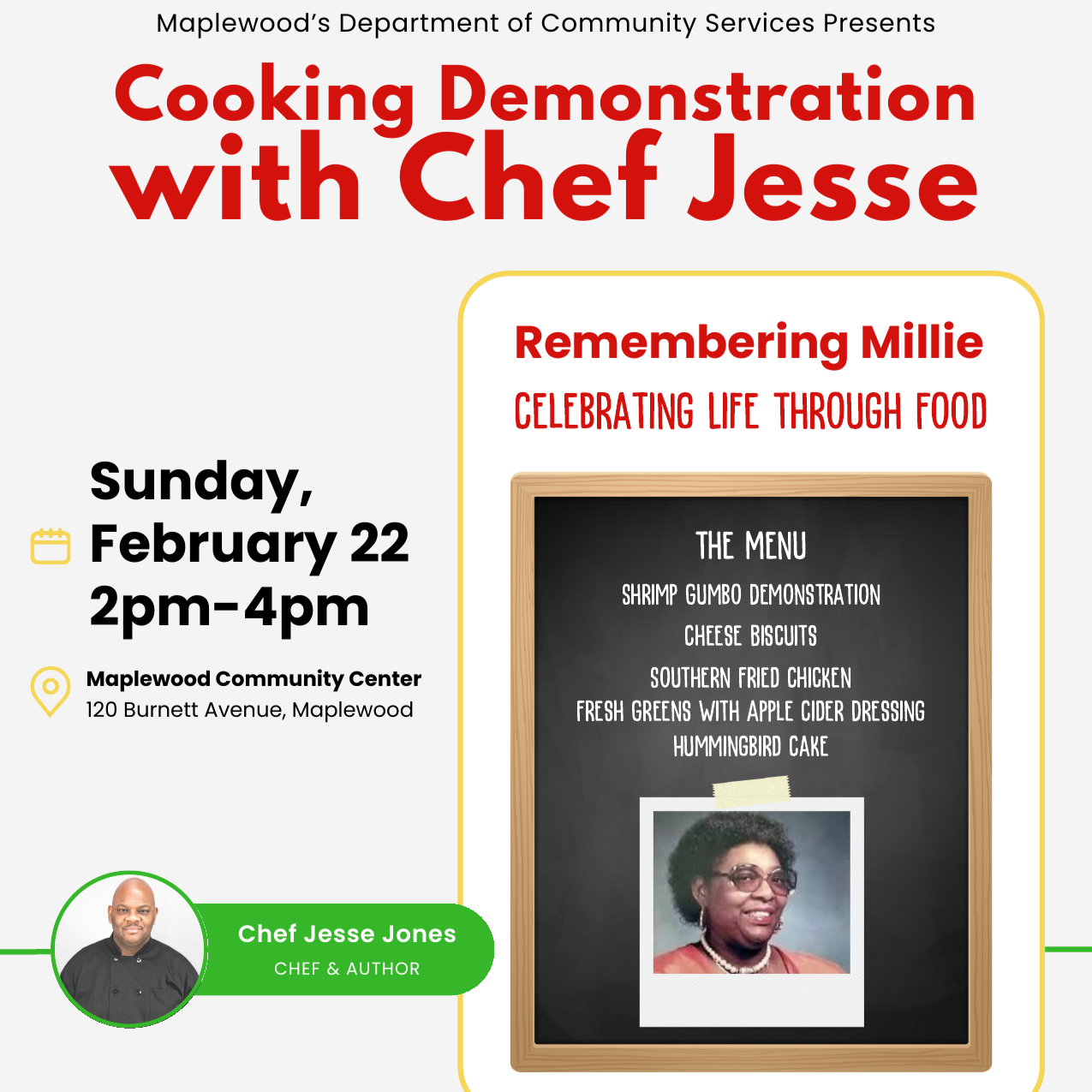 Cooking Demonstration with Chef Jesse - Feb 22