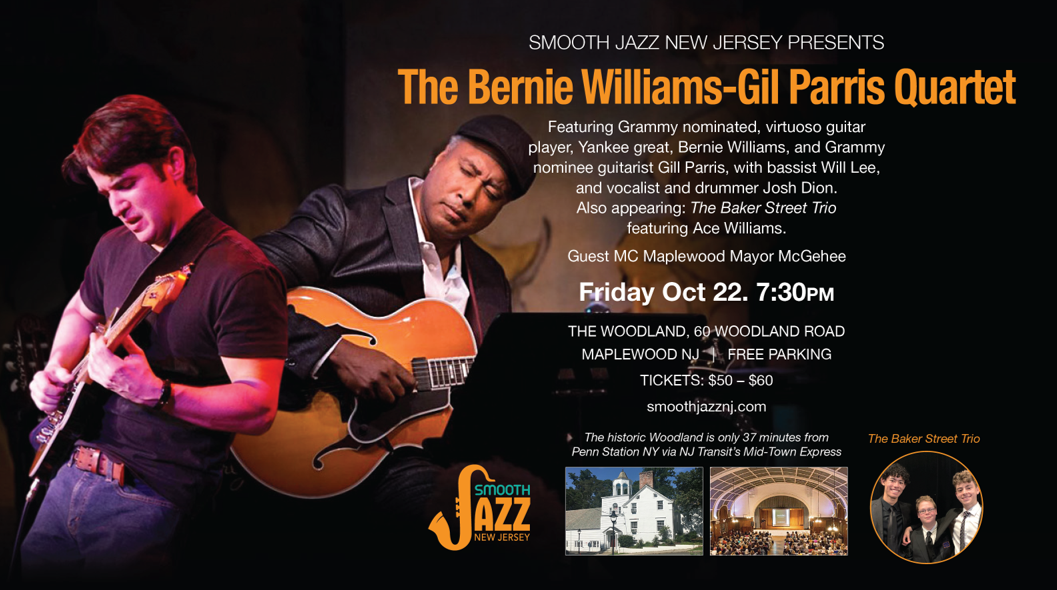 BERNIE WILLIAMS PERFORMS IN MAPLEWOOD, NJ, OCTOBER 22, 7:30pm — Maplewood  Arts & Culture