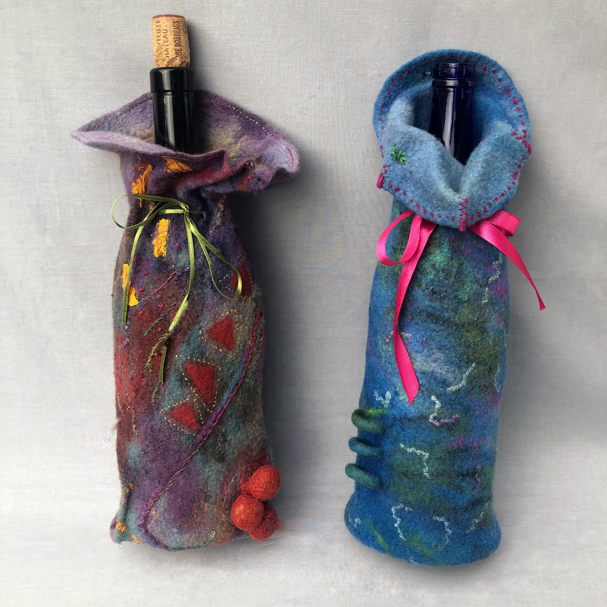 Felted Wine Bottle Cozys by Josie's Colourful Journey