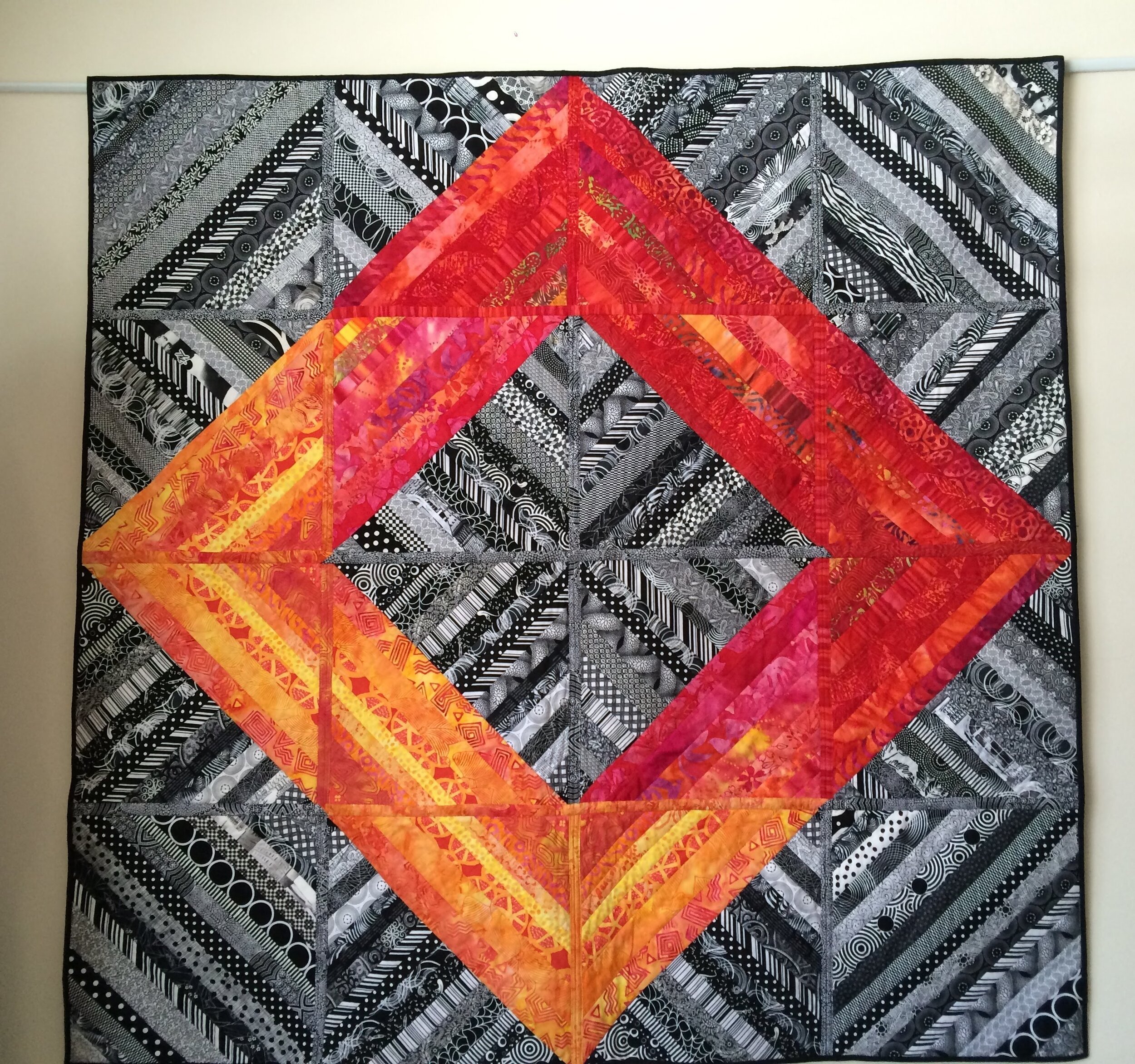 Volcano Lava Wall Quilt (one-of-a-kind) by Josie's Colourful Journey