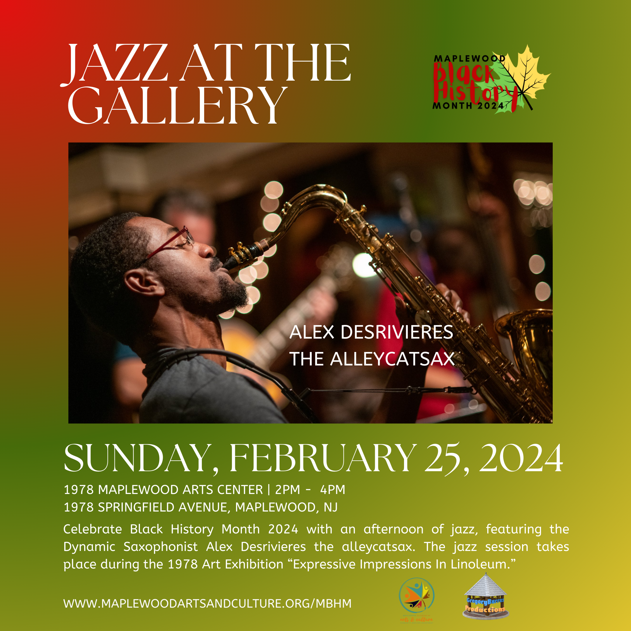 Jazz At The Gallery Featuring The Dynamic Saxophonist Alex Desrivieres the alleycatsax