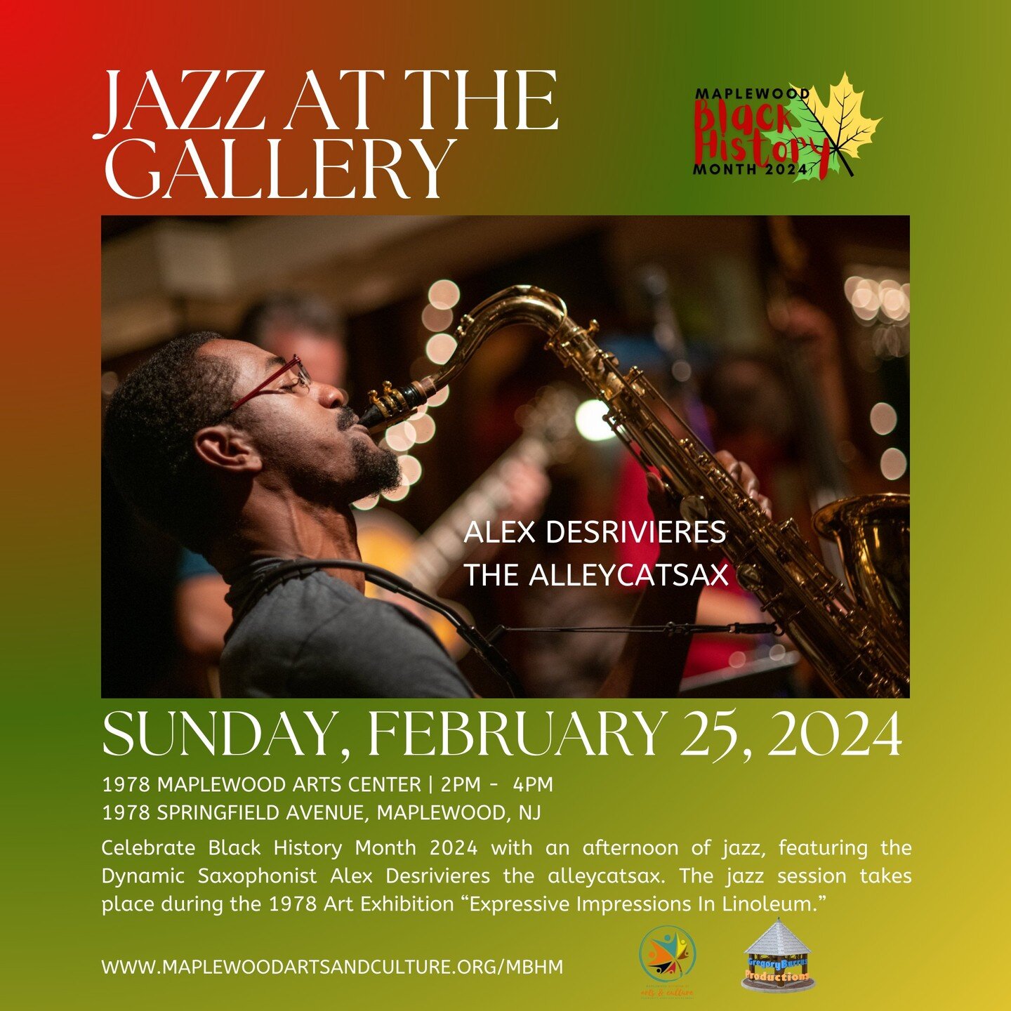 In Celebration of Black History Month, join us today at The Gallery for Jazz with Alex Desrivieres and to view the last day of the 1978 exhibit &quot;Expressive Impressions in Linoleum&quot; featuring artist Tenjin Ikeda.

1978 Arts Center
1978 Sprin
