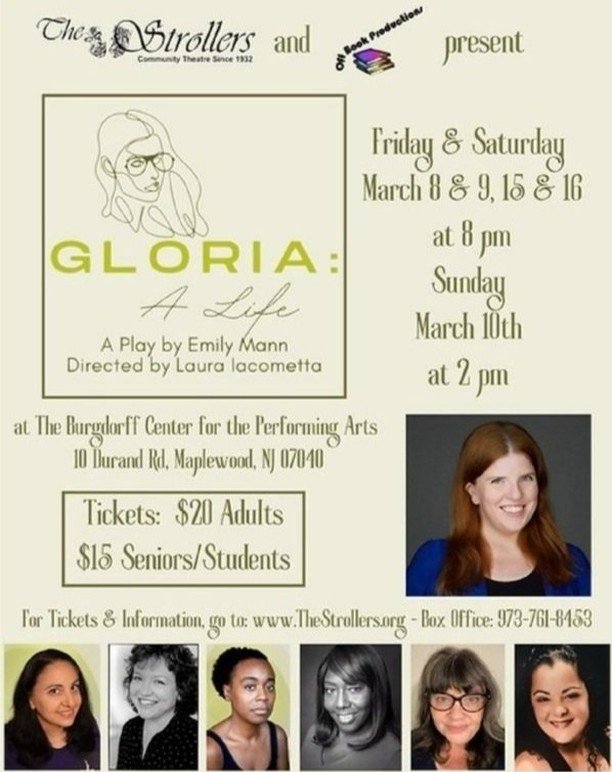 Opening This Weekend!

The Strollers and OffBook Productions Present Gloria

An exploration of Gloria Steinem&rsquo;s extraordinary legacy as she raises her voice for equality.

Fridays and Saturdays, March 8, 9, 15, 16 at 8PM
Sunday, March 10 at 2PM