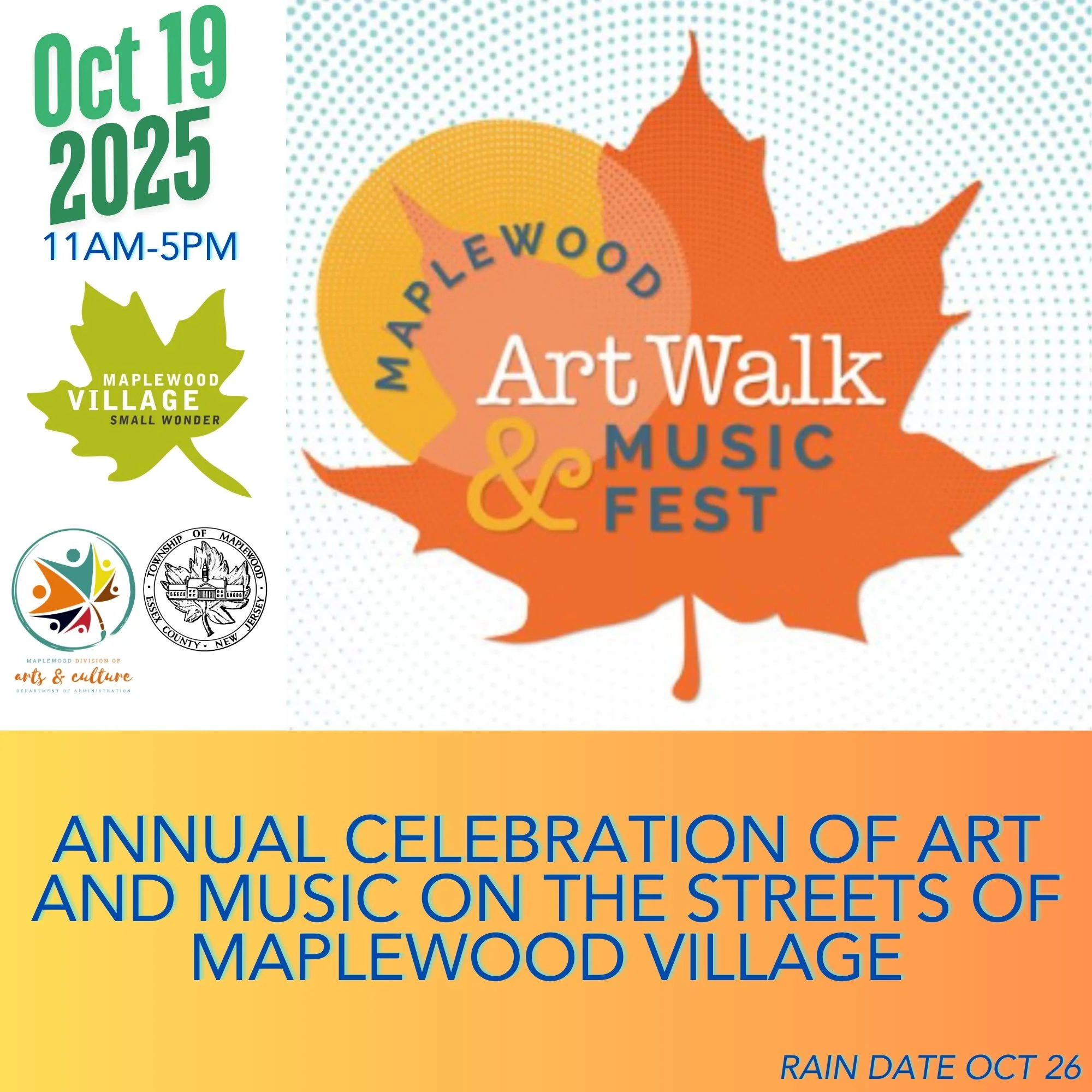 Every fall, Maplewood Village turns into a 🎉 street-wide gallery + music fest and we can&rsquo;t wait to welcome you back for the 16th Annual Art Walk &amp; Music Fest!
📅 Sunday, Oct 19 | 11am&ndash;5pm
📍 Maplewood Ave &bull; Highland Pl &bull; Ba