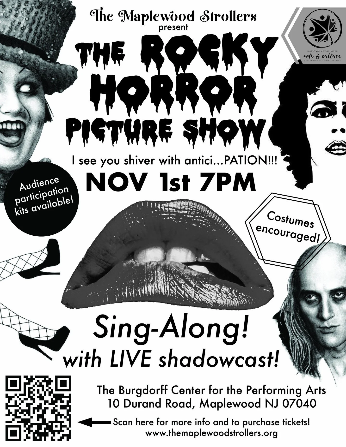 The Strollers in Novermber present the Rocky Horror Picture Show
The Maplewood Strollers present The Rocky Horror Picture Show Sing-Along, Agatha Christie's The Secret Adversary, & George Bizet's Carment In Concert!
The Rocky Horror Picture Sho