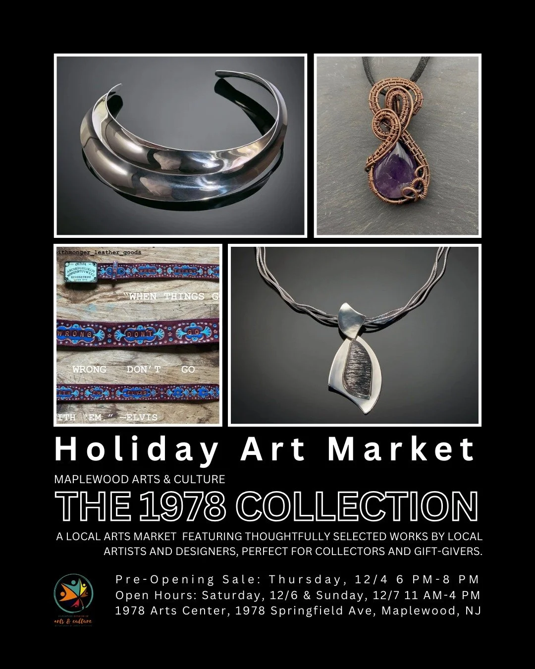 HOLIDAY ART MARKET!

We are excited to announce The 1978 Collection curated by Aimee Mower Lally in collaboration with Maria Savidis Markatos and the Township of Maplewood Division of Arts &amp; Culture.

For two days and two hours, the 1978 Maplewoo
