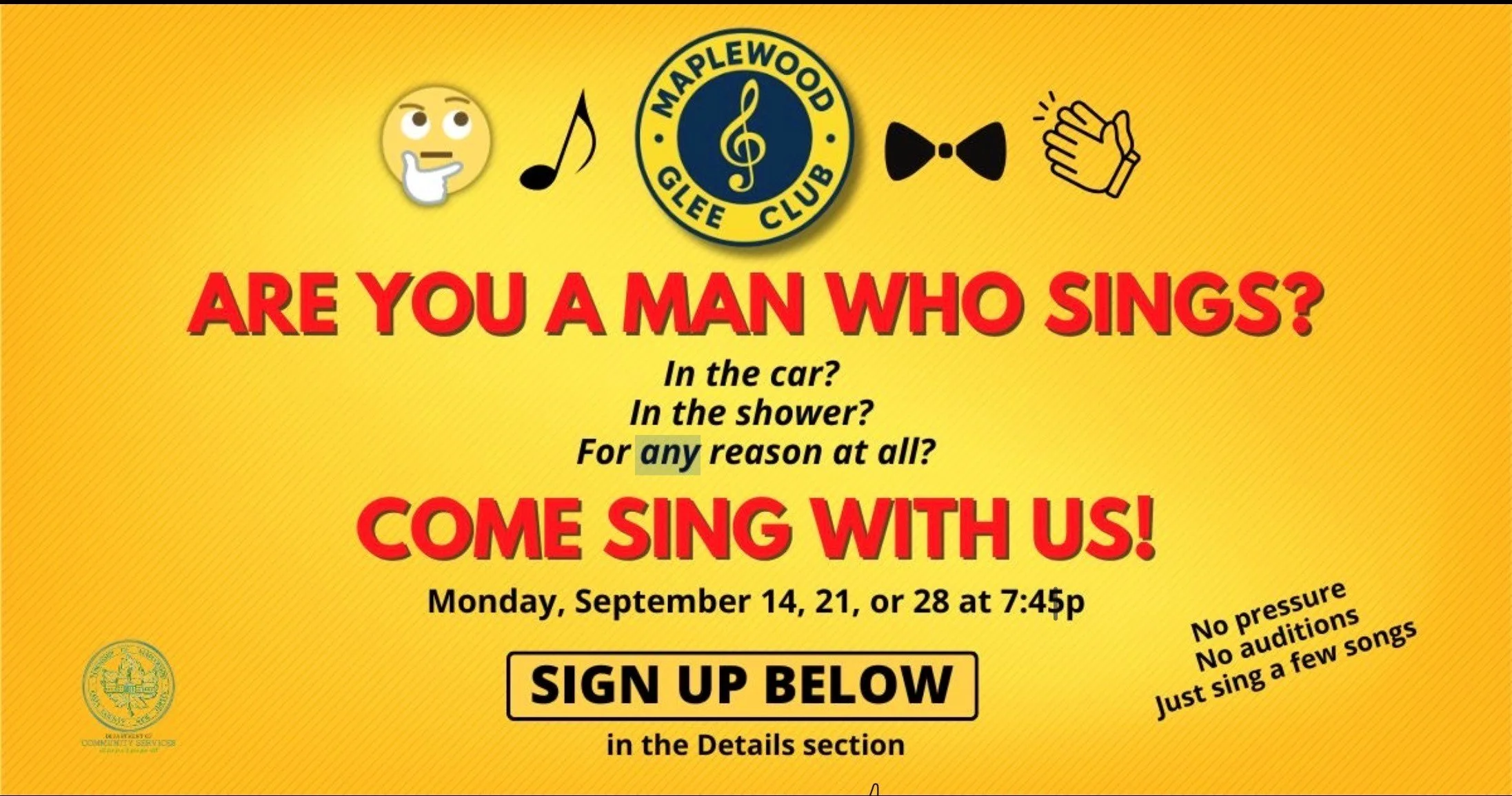 Maplewood Glee Club "Open Sing" nights for new members