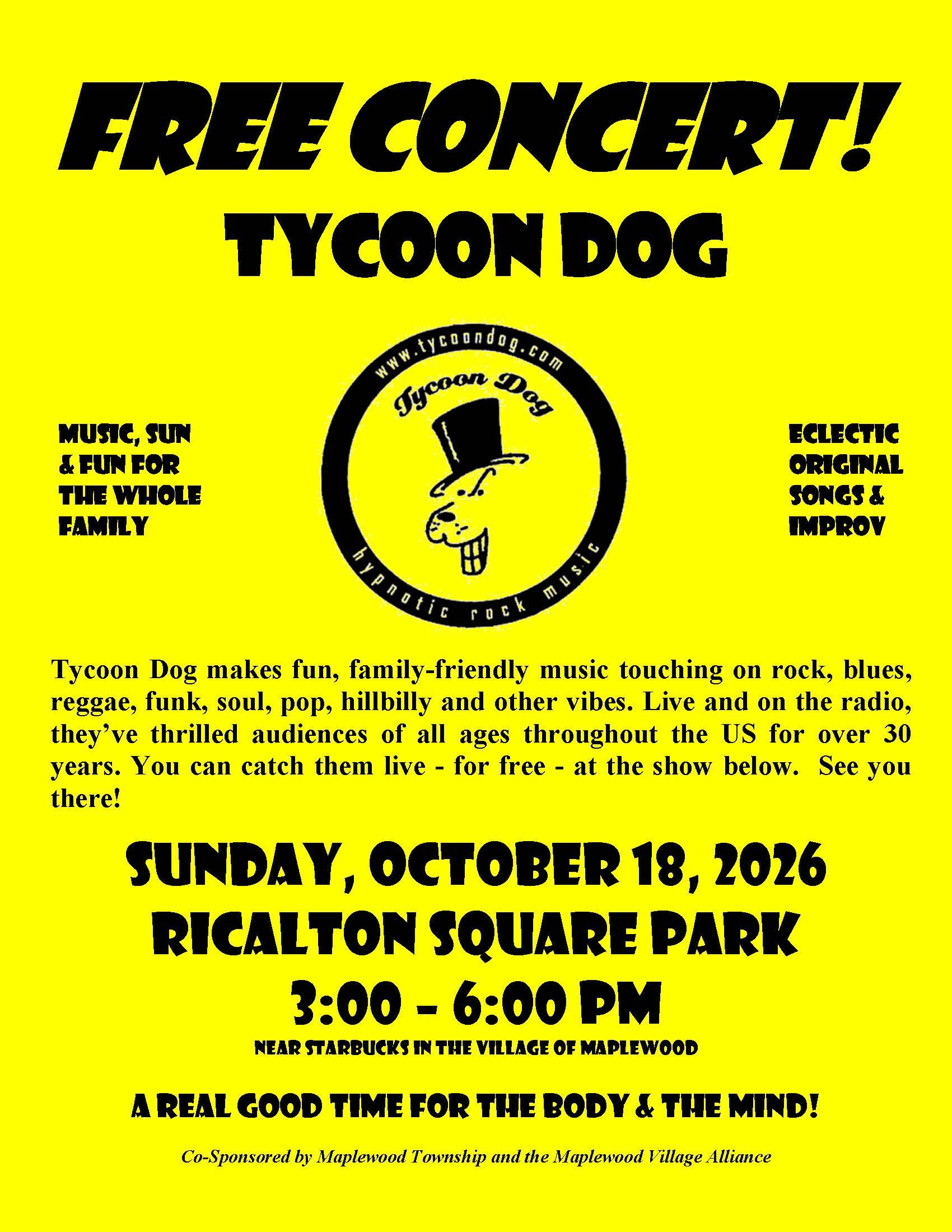 Tycoon Dog – FREE All-Ages Concert – SEASON FINALE!