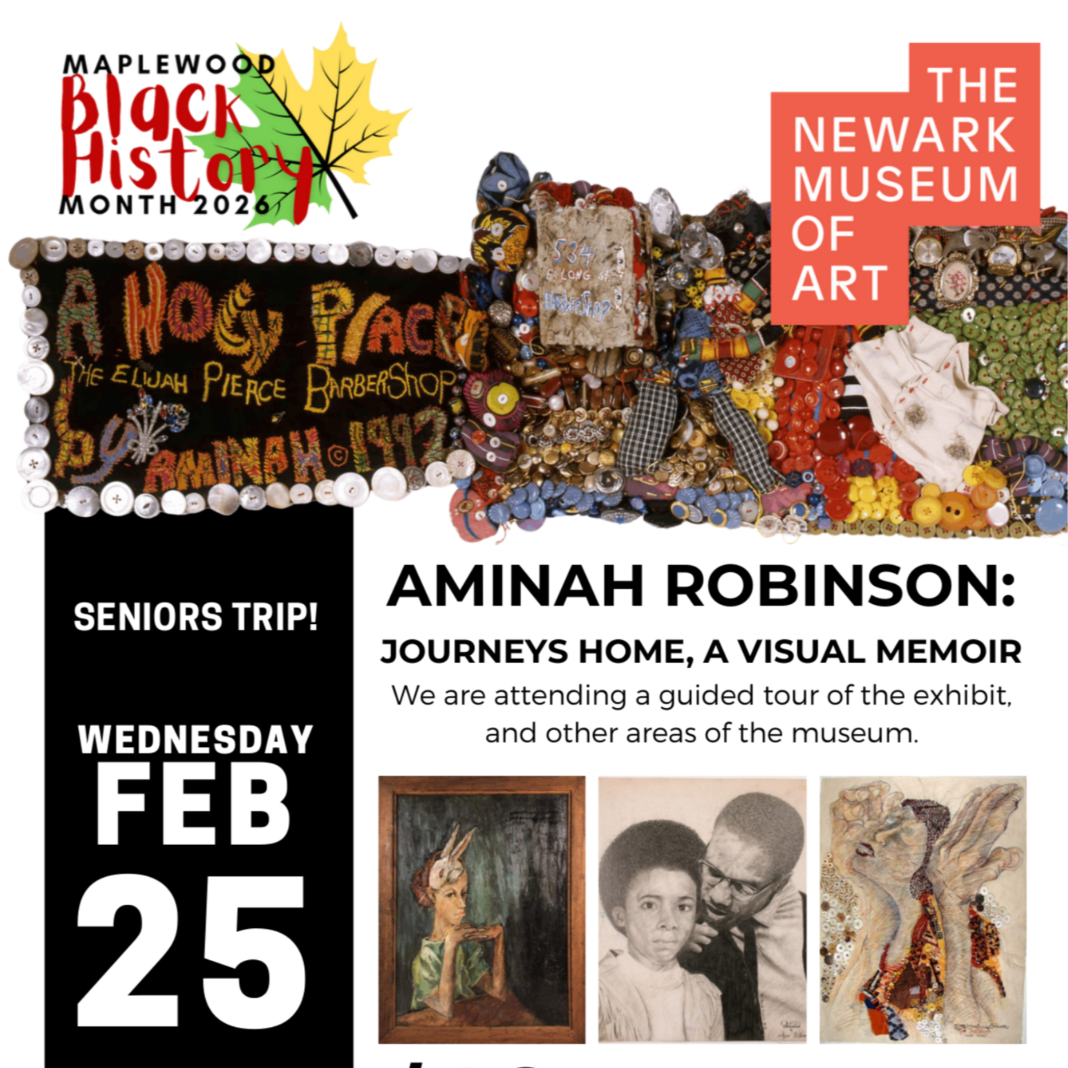 Senior Trip Newark Museum - Artist Aminah Robinson: Journeys Home, A Visual Memoir - Feb 25