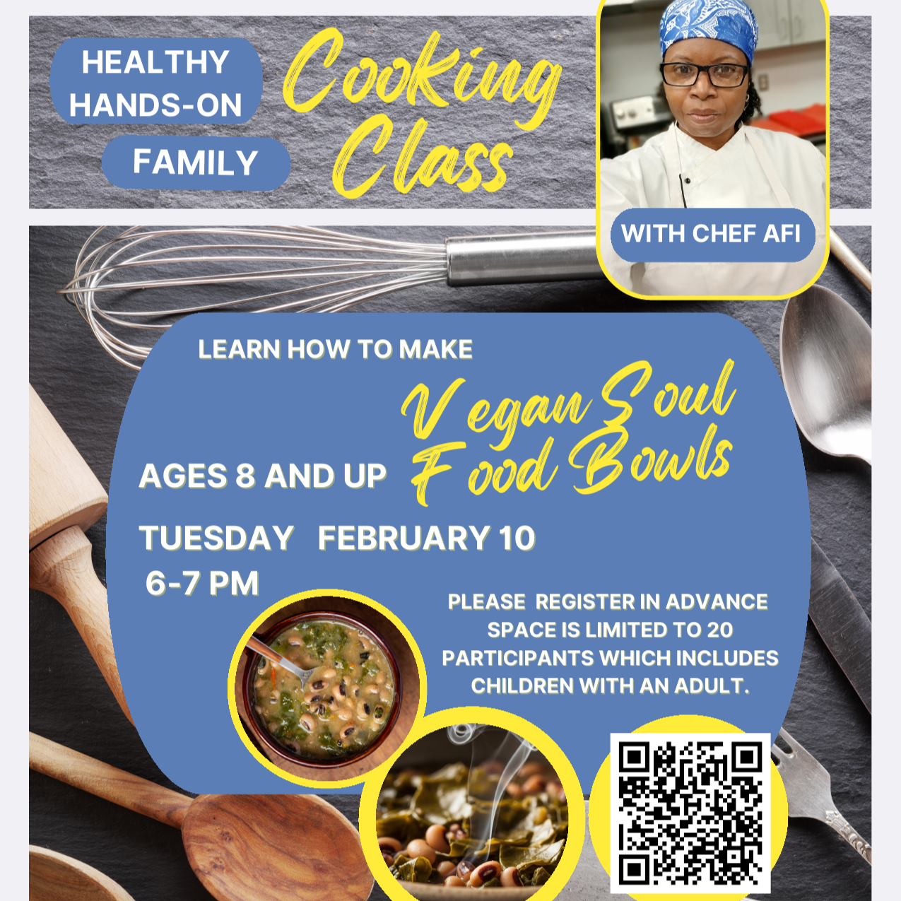Maplewood Memorial Library Presents A Cooking Class With Chef Afi - Feb 10