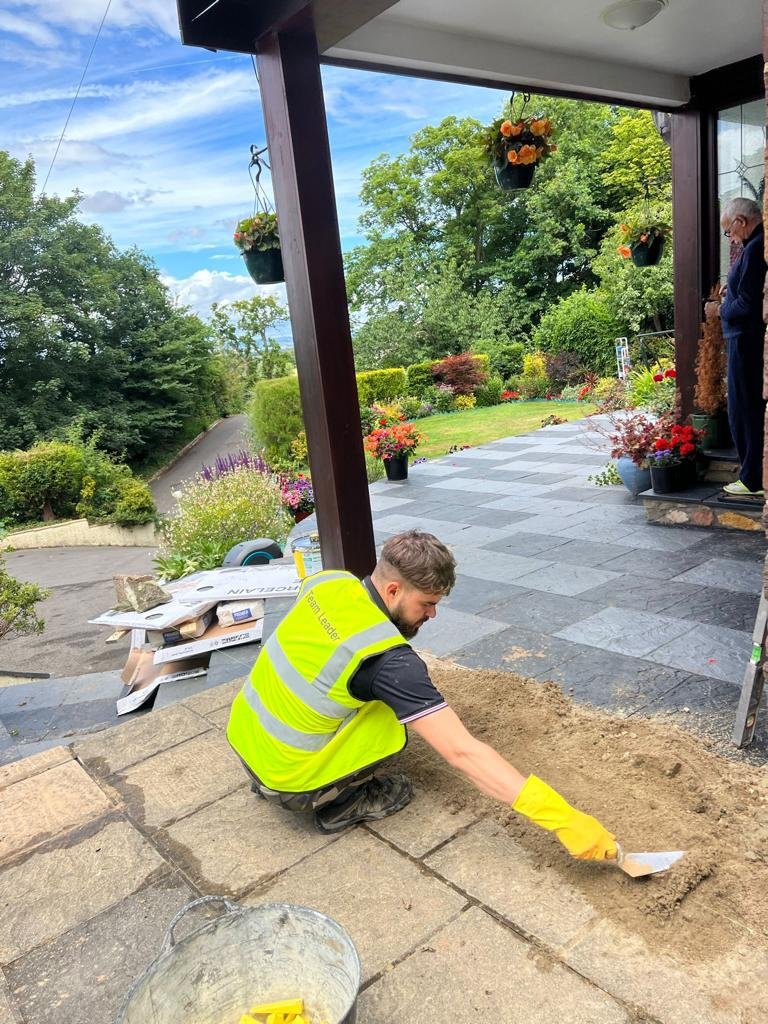 path tiled and gardening
