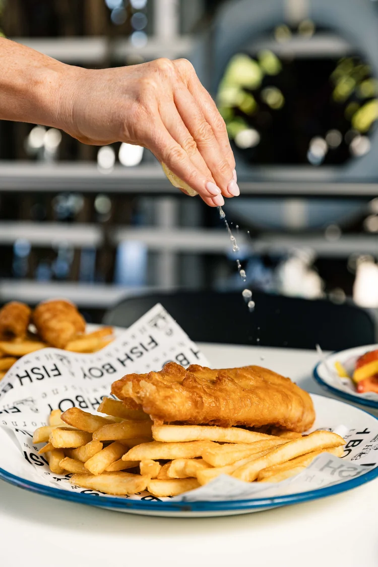 Battered cod and chips