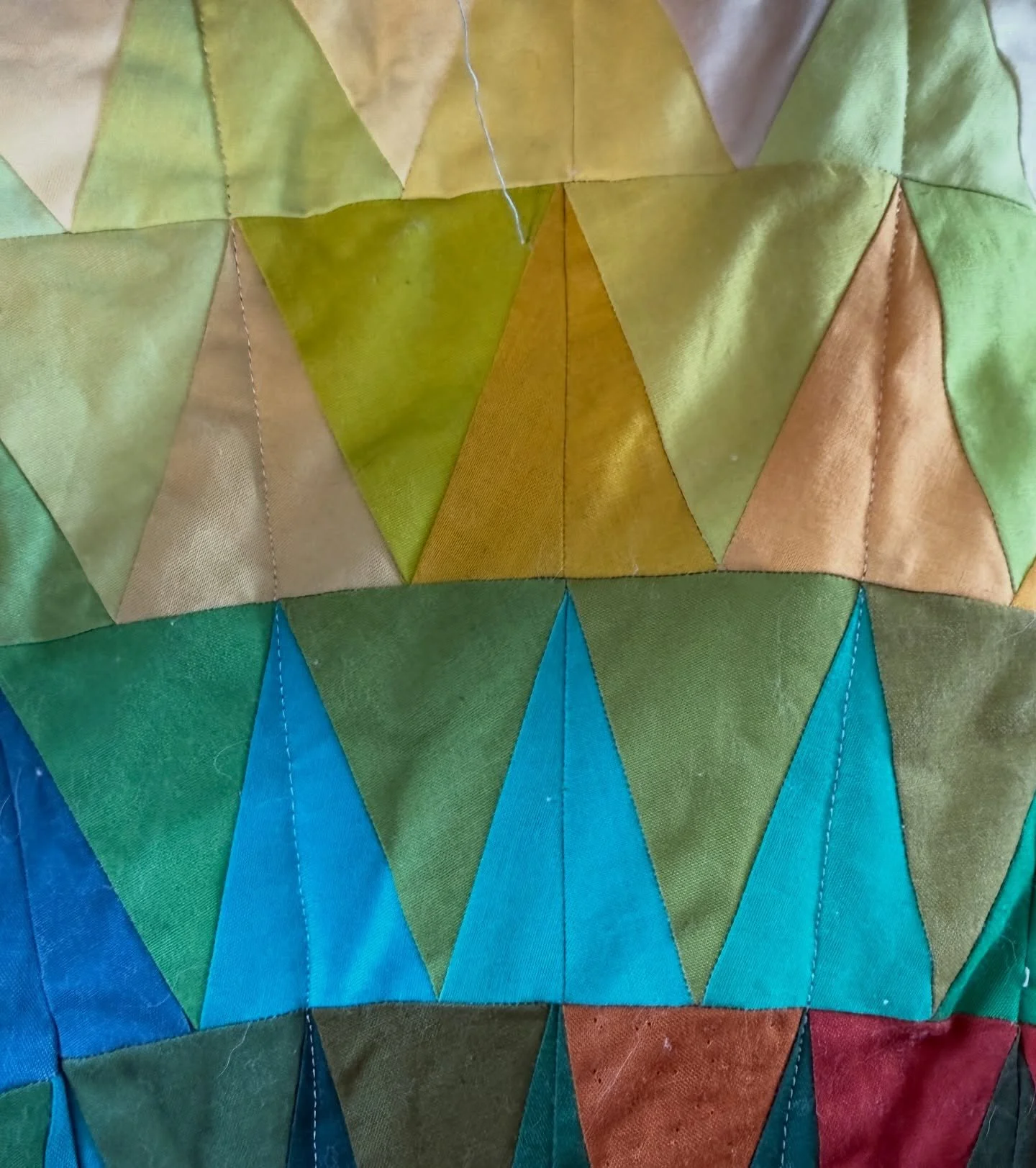 It&rsquo;s okay to give up.

My original plan for this quilt was to do French knots in varying densities in each triangle in matching embroidery floss. (third photo)

But it wasn&rsquo;t sparking joy and it was tedious. While it would have been incre