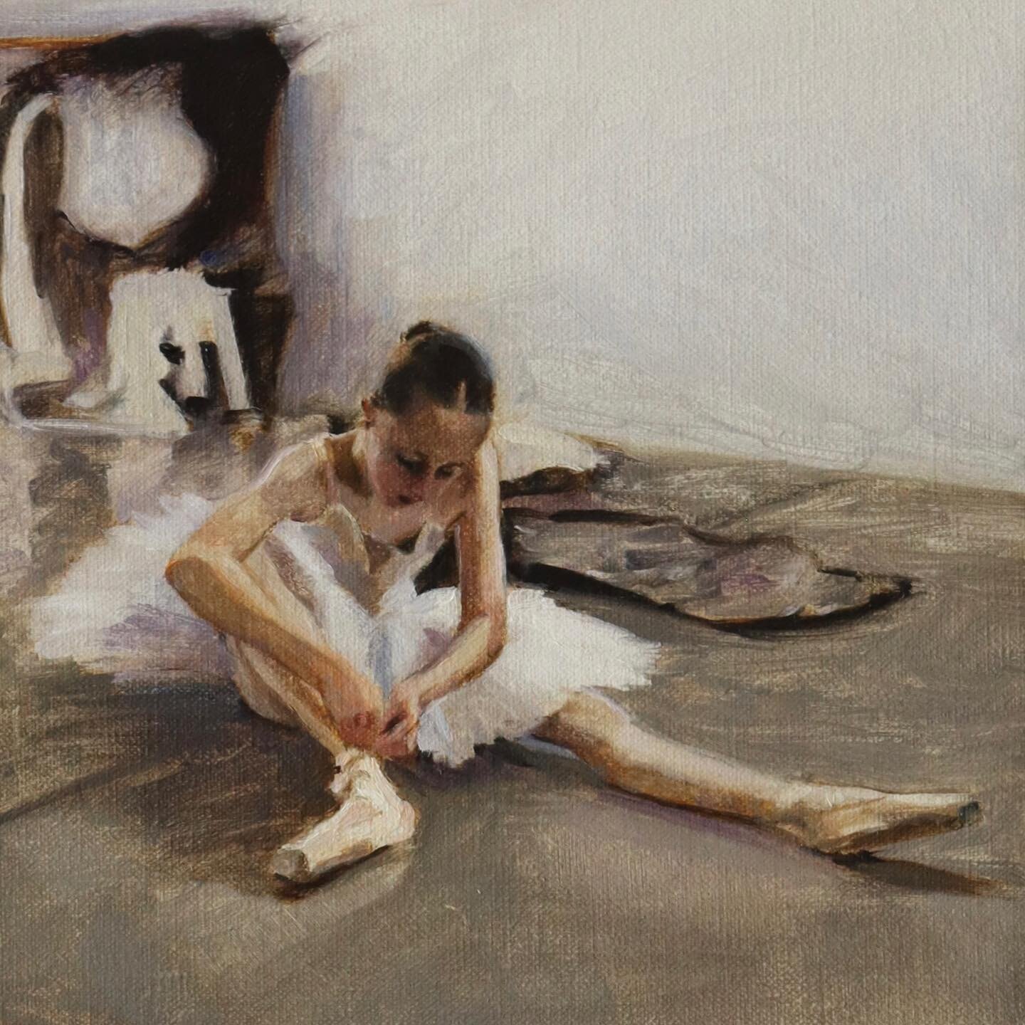 Detail from a figurative piece I&rsquo;ve been working on
#ballet #dancer #balletart #balletpainting #figurativepainting #realism #genrepainting #wip