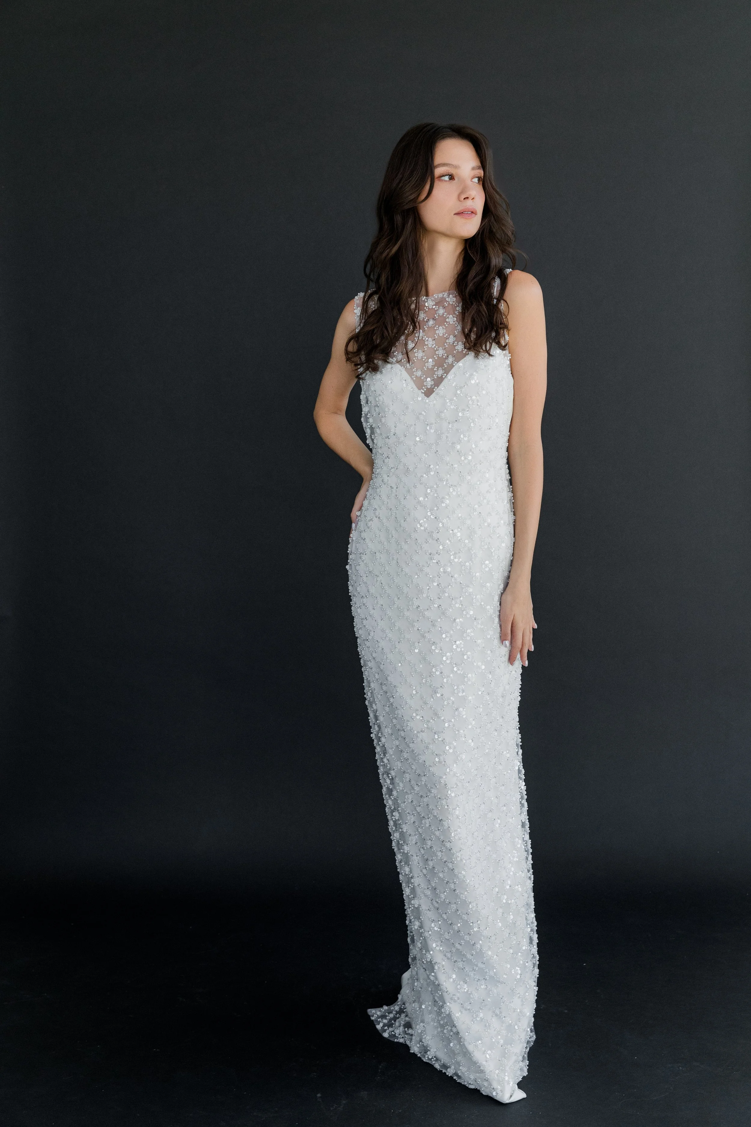 Mulberry silk slip + embellished textile overlay