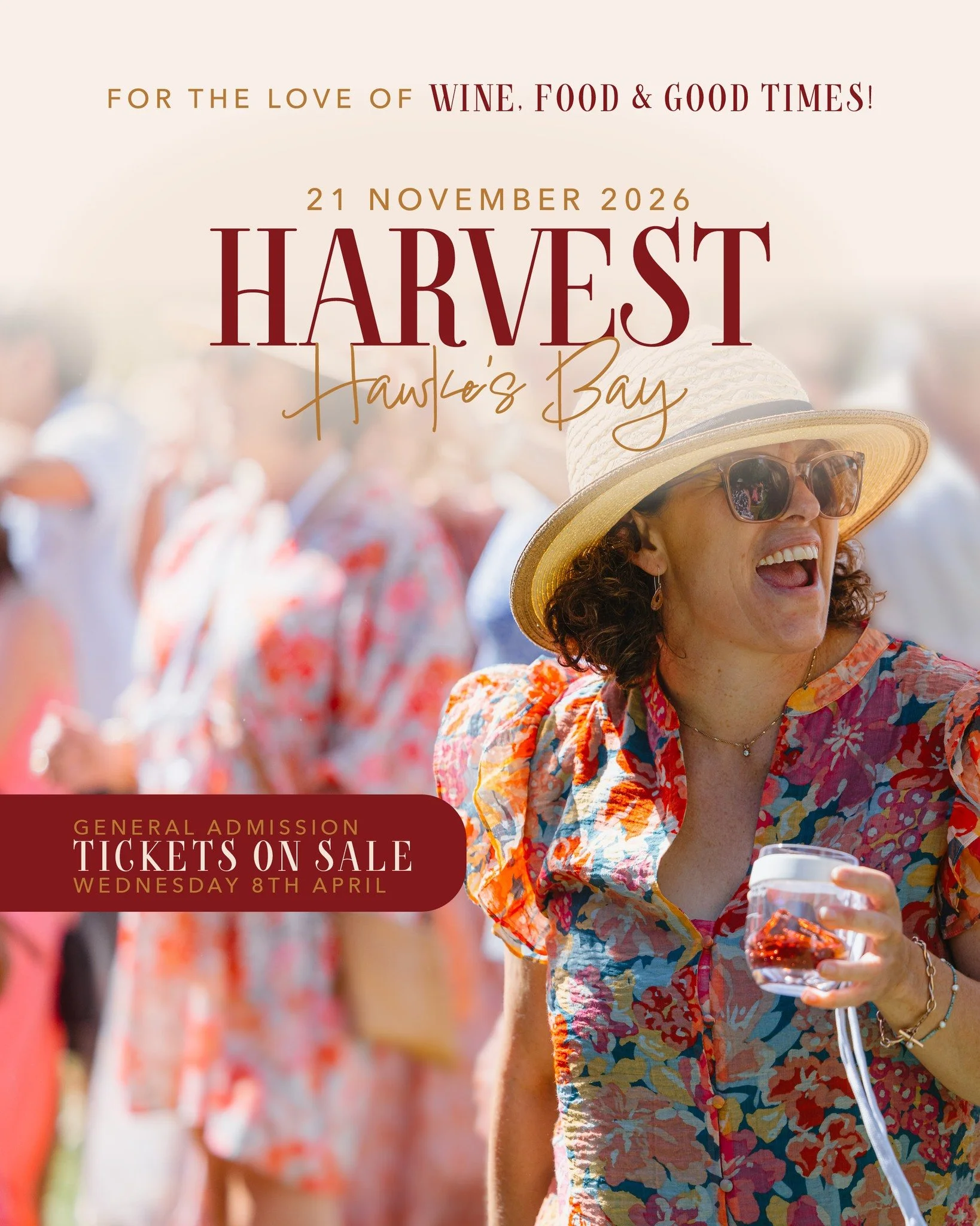 🍷 𝗧𝗶𝗰𝗸𝗲𝘁𝘀 𝗴𝗼 𝗼𝗻 𝘀𝗮𝗹𝗲 𝘁𝗼𝗺𝗼𝗿𝗿𝗼𝘄 𝗮𝘁 𝟵𝗮𝗺! 🍷 
Join us on Saturday, 21 November 2026 in the beautiful Tuki Tuki Valley with 18 wineries, 10 gourmet eateries, an award winning craft brewery,  live entertainment and a relaxed fe