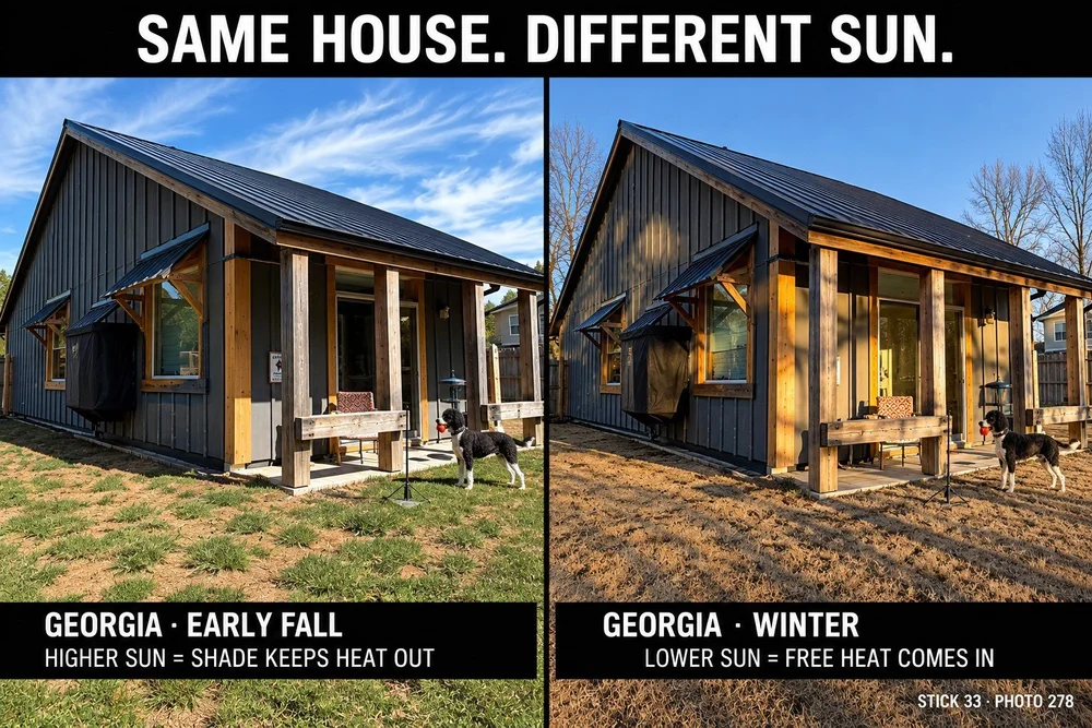 Same house, different sun. Stick 33.