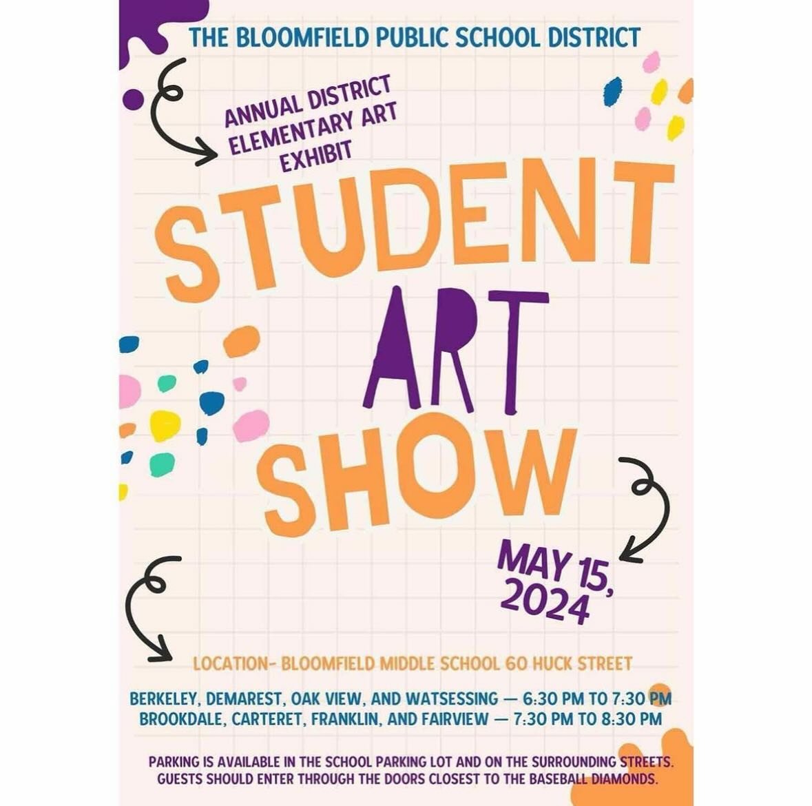 The Bloomfield Public School District

Department of Fine and Performing Arts

160 Broad Street, Bloomfield, New Jersey 07003 
Phone (973) 680-8600 &times;4392

Dear Families,

We&rsquo;re so excited that some of our Berkeley Bulldog&rsquo;s artwork 