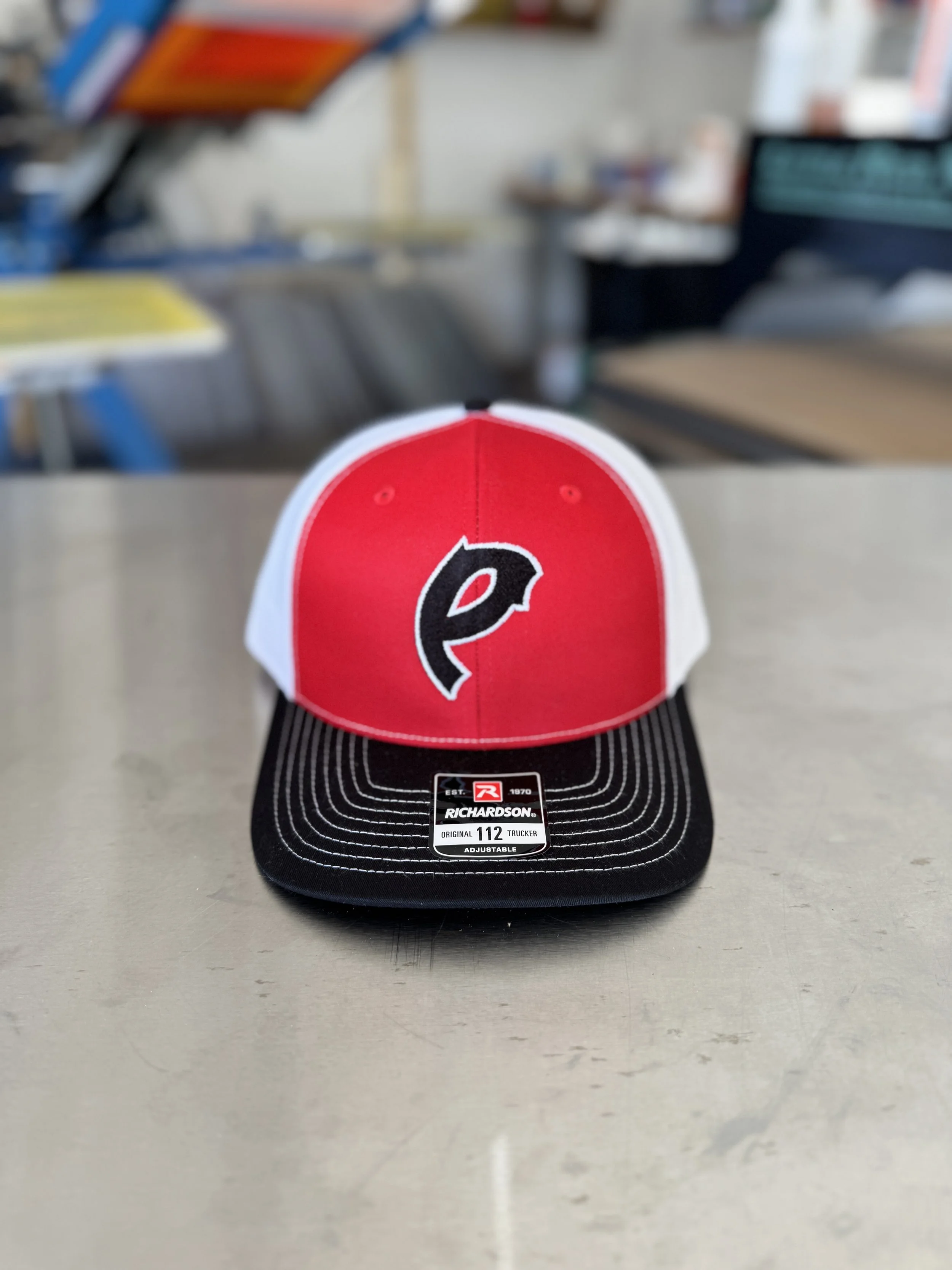 Pekin P Red/White/Black Hat