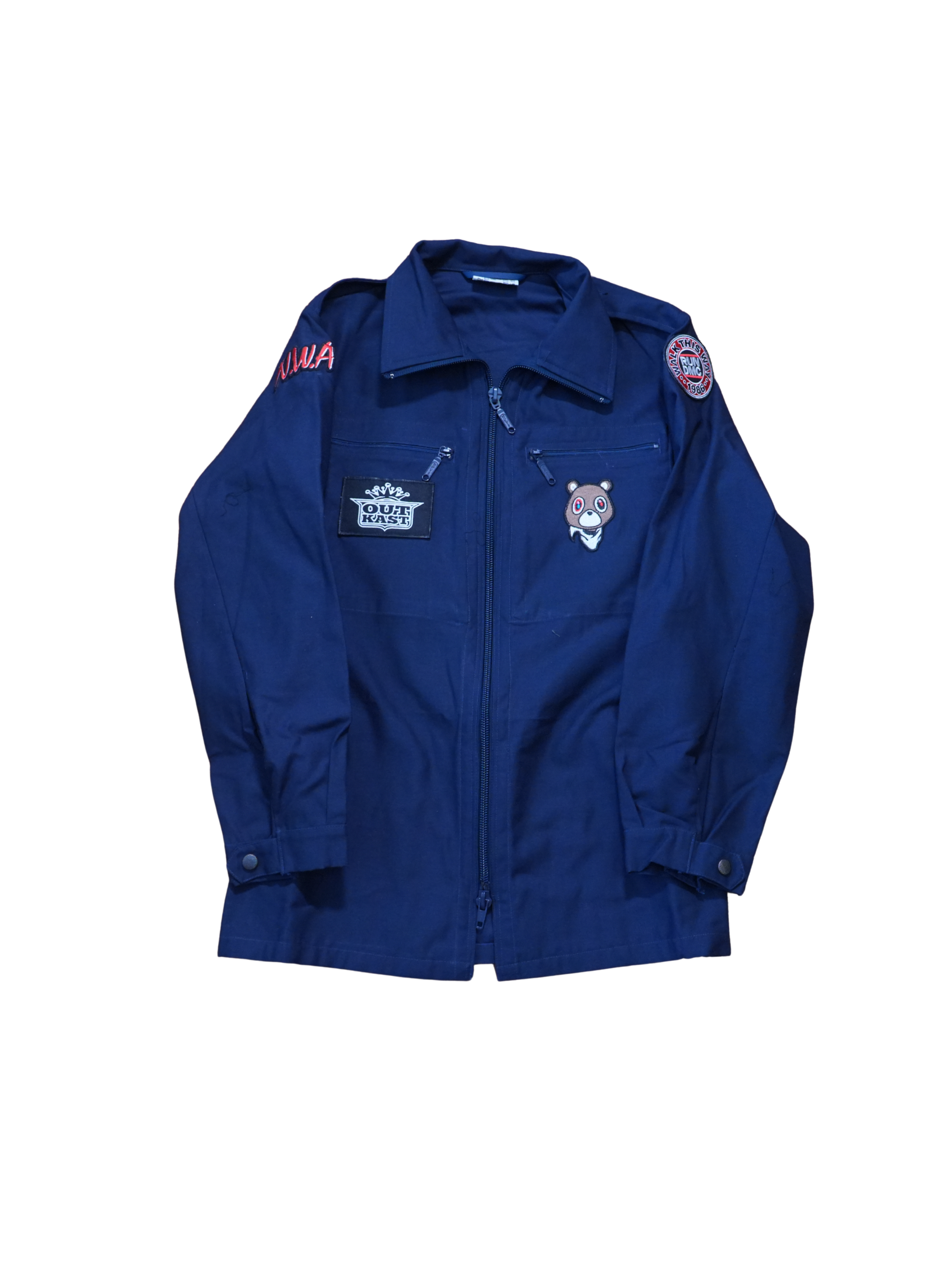 Navy Blue Embroidered Statement Jacket