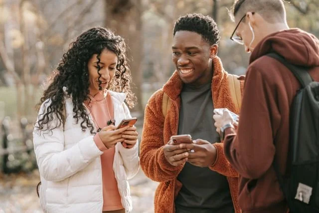 Teens on their phones