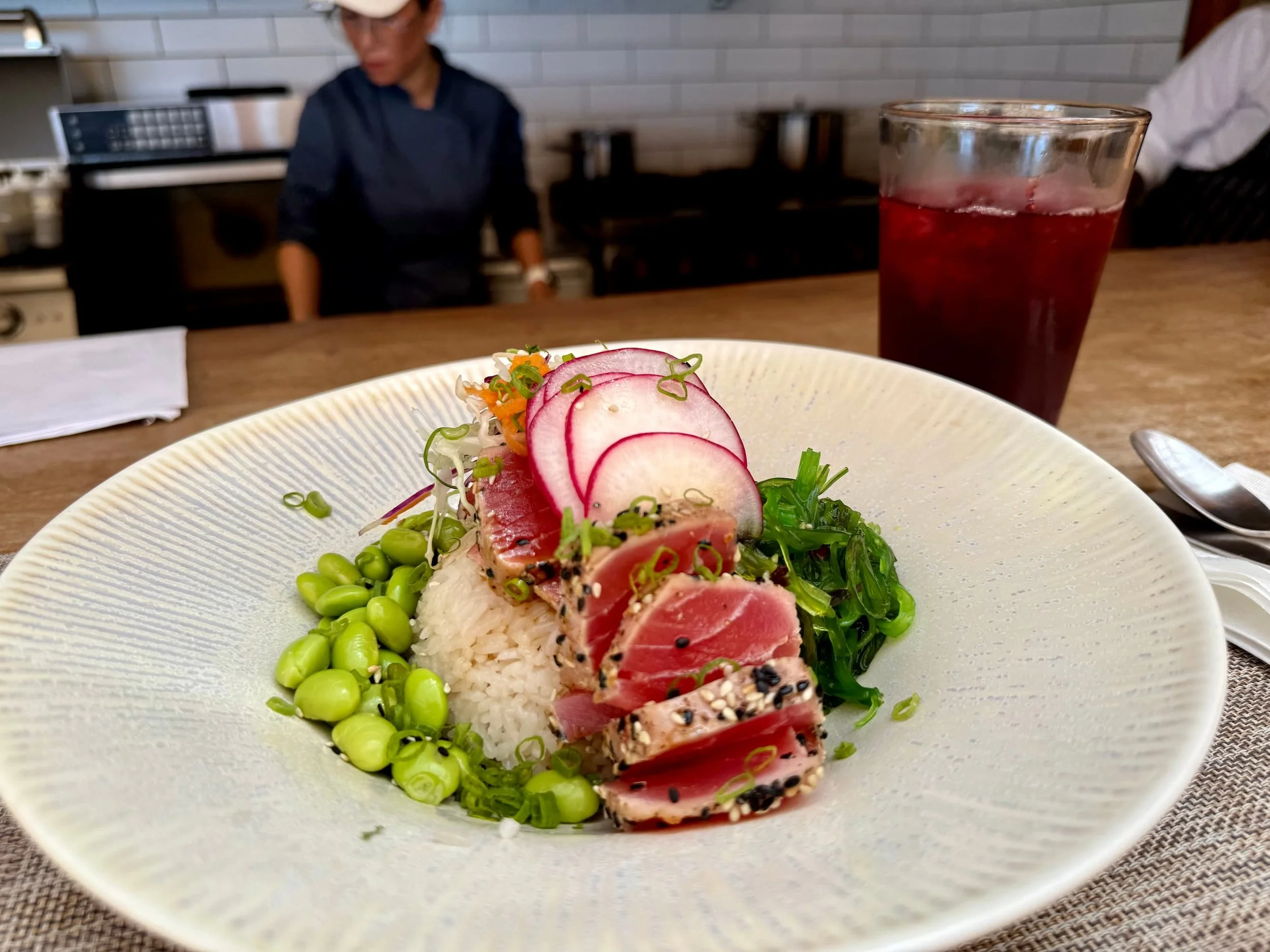 Seared tuna bowl at the restaurant