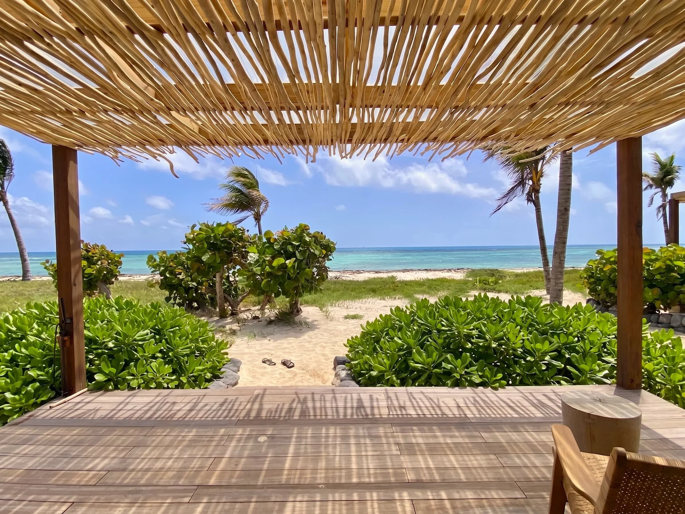 View from a bungalow porch toward the sea