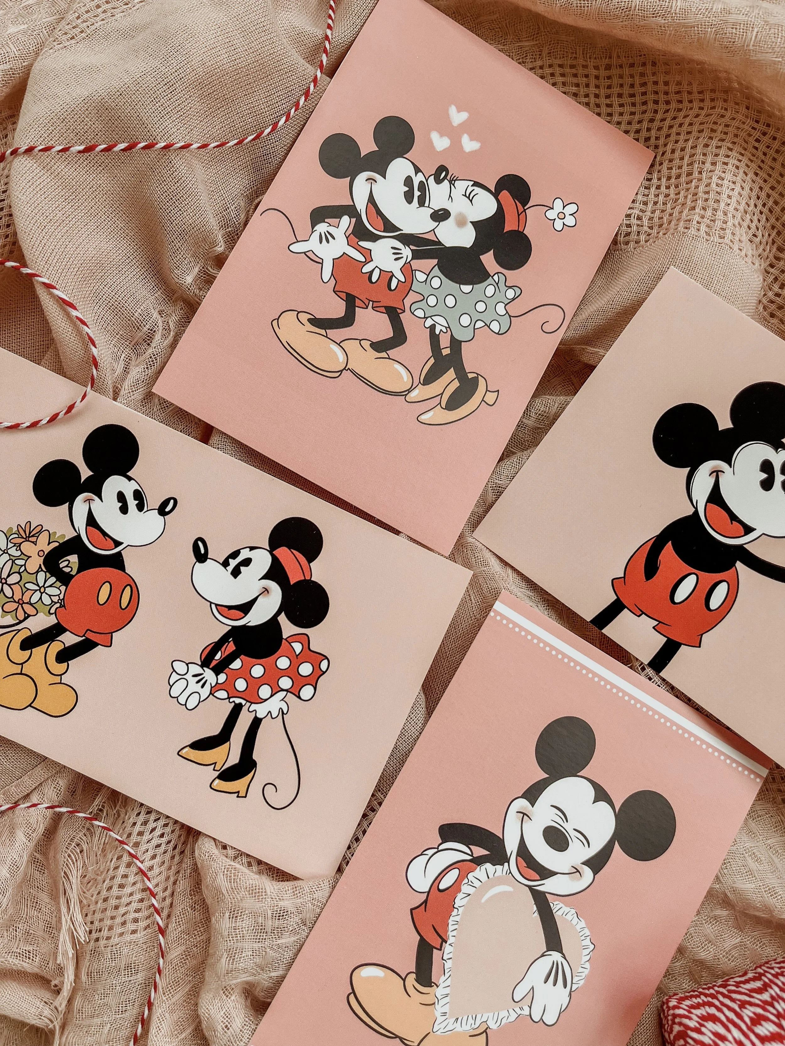 Vintage Mickey Valentines Postcard Pack of 4