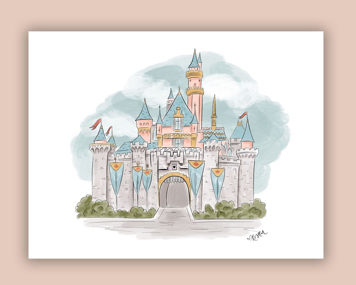 Disneyland Sleeping Beauty's Castle Disney Art -   Disney  illustration, Disney castle drawing, Disney paintings