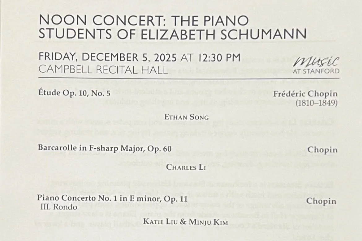 Noon Concert: The Piano Students of Elizabeth Schumann