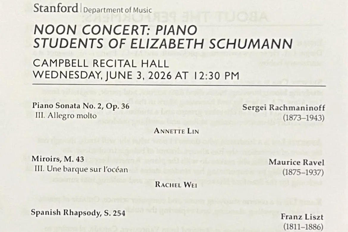 Noon Concert: The Piano Students of Elizabeth Schumann