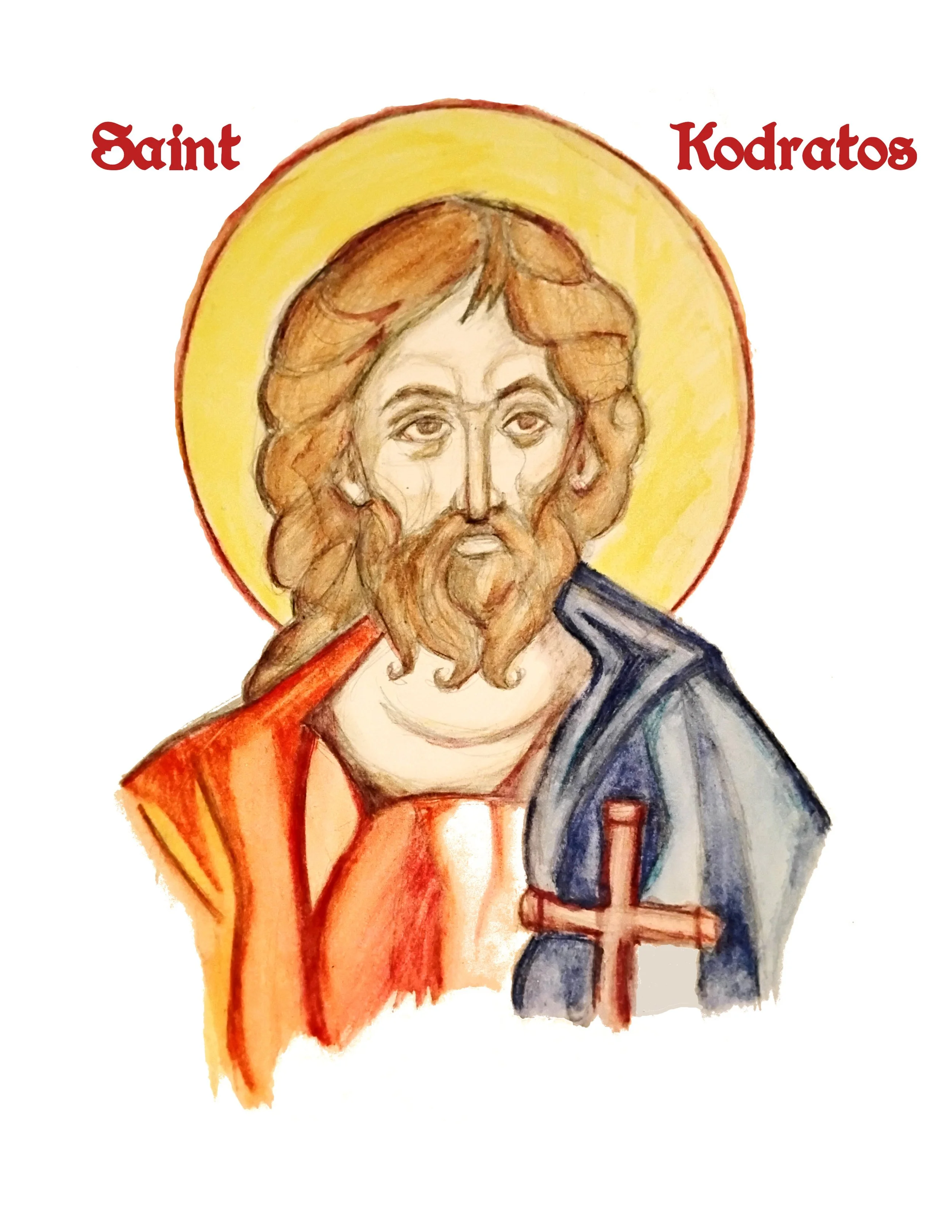 St. Kodratos Iconographic Illustration (watercolor/graphite)