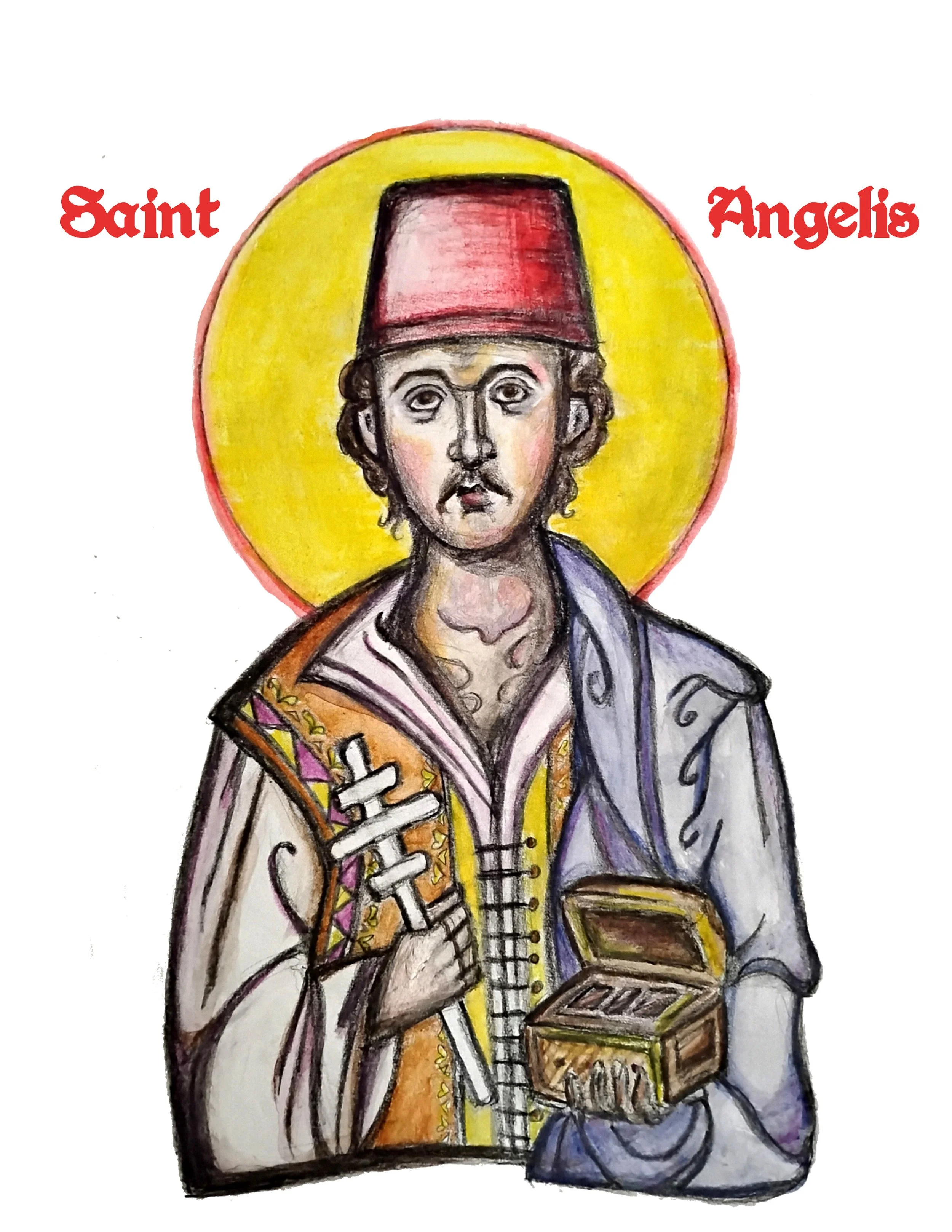 St. Angelis Iconographic Illustration (watercolor/graphite)