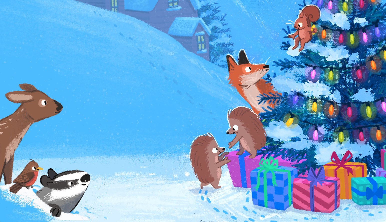 Woodland Christmas Animals Kids Picture Book Illustration